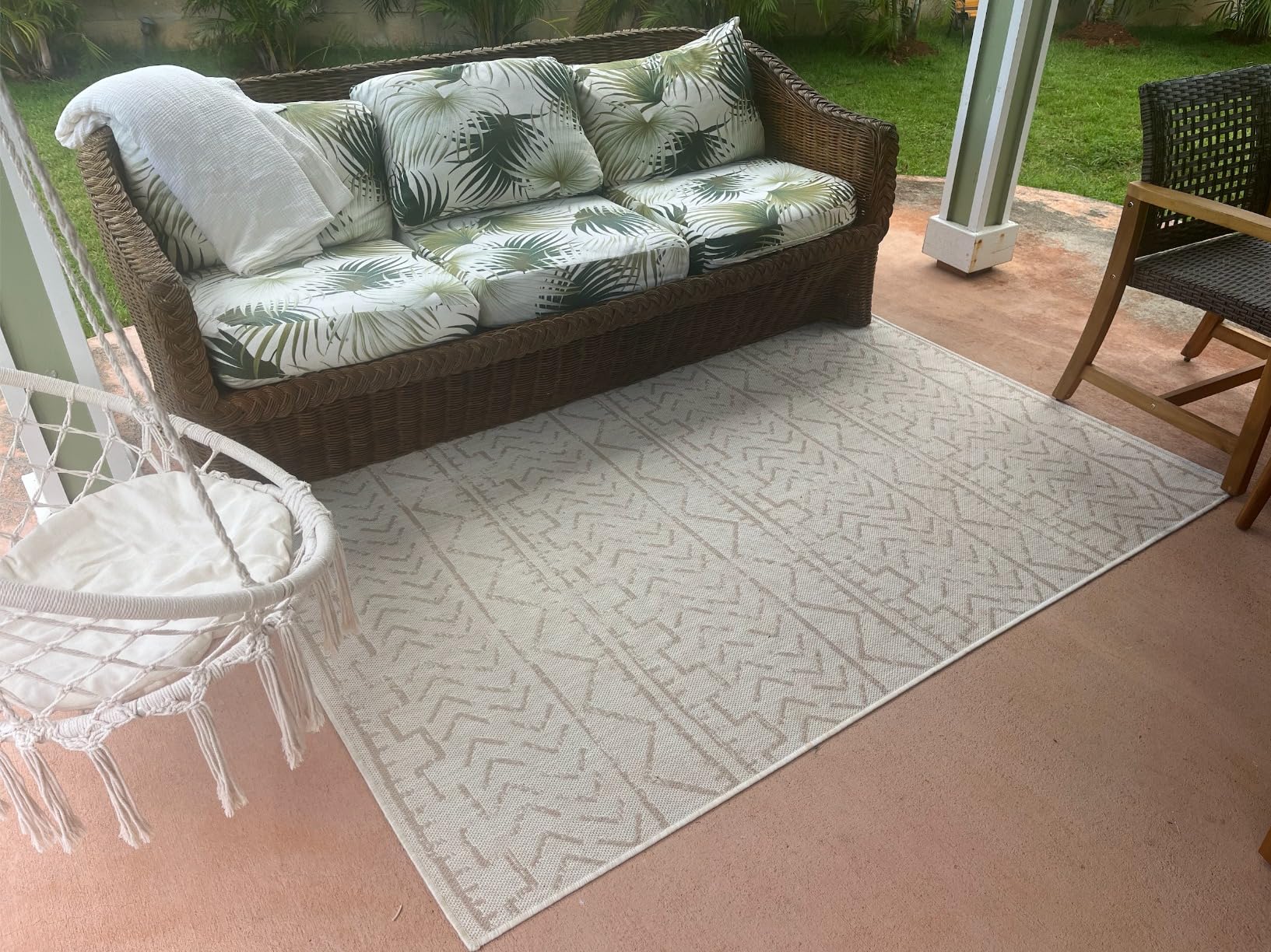 Beverly Rug Indoor Outdoor Rug 8x10, Washable Outside Carpet for Patio, Deck, Porch, Solid Modern Area Rug, Water Resistant, Jute Beige customer photo 2