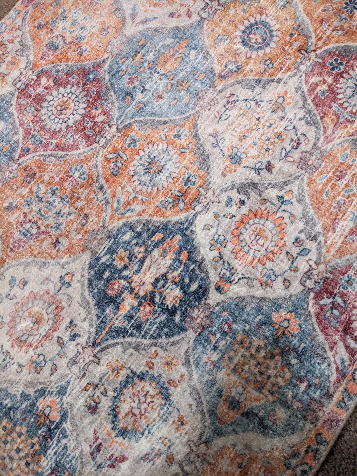 Lahome Moroccan Washable Area Rugs 8x10, 8x10 Rugs for Living Room Bedroom, Non Slip Low Pile Distressed Stain Resistant Rug for Kids Pets High Traffic Areas Elise, Burnt Orange customer photo 1