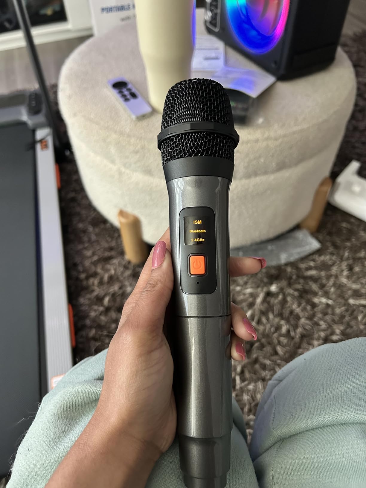 VOSOCO Karaoke Machine with 2 Wireless Microphones, Portable Bluetooth Speaker for Adults Kids, PA Systems Support TWS Echo Adjust TF USB AUX for Home Party Outdoor Travel customer photo 2