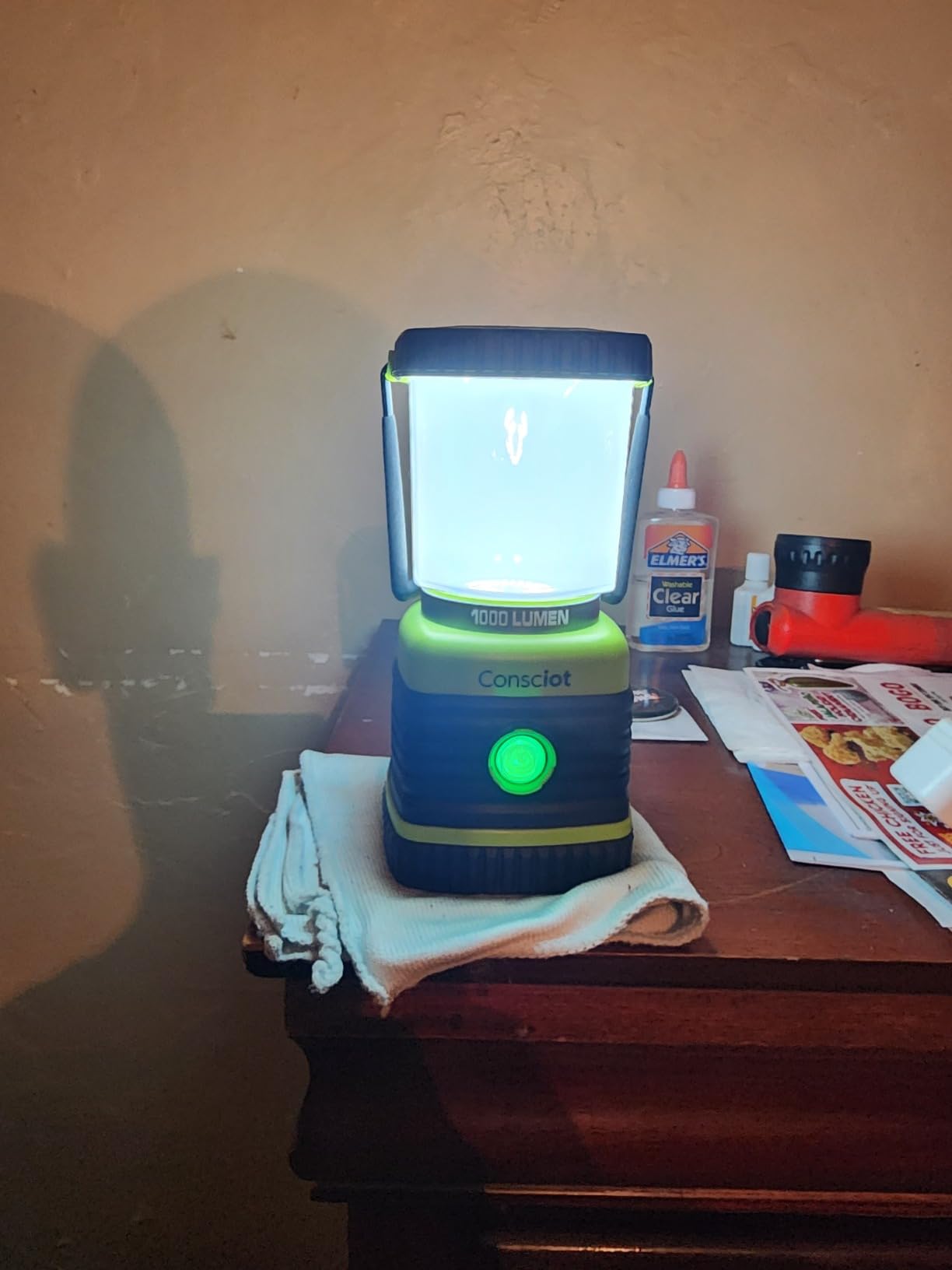 LED Camping Lantern Rechargeable, Consciot Dimmable Tent lights with 1000LM, 4 Light Mode, 4400mAh Portable Battery Pack, IPX4 Waterproof, Flashlight for Emergency, Power Outages, USB C Cable Included customer photo 1