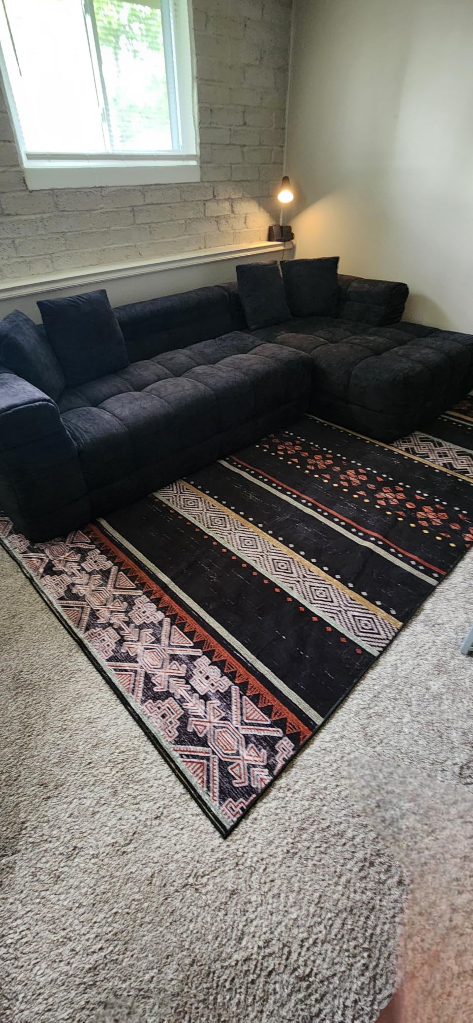 BESTSWEETIE 5x7 Area Rugs for Living Room Washable Moroccan Farmhouse Neutral Geometric Low Pile Non-Slip Soft Print Pattern Rug for Bedroom Kitchen Dining Room Entryway Black/Brown customer photo 1