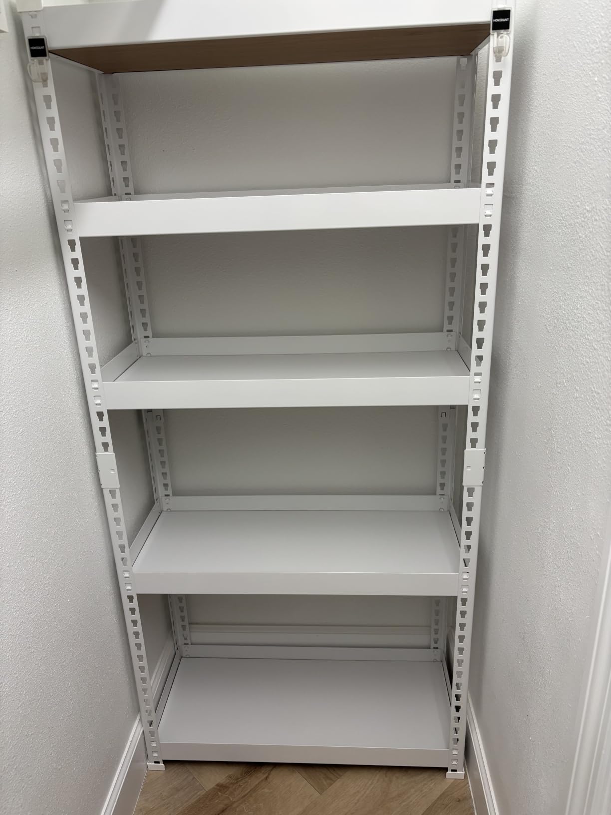 HOMEDANT 5 Tier Laminated White Boltless Metal Shelving Unit Adjustable Garage Storage Utility Rack Heavy Duty Shelves Organization Multipurpose Shelf Warehouse Pantry 28
