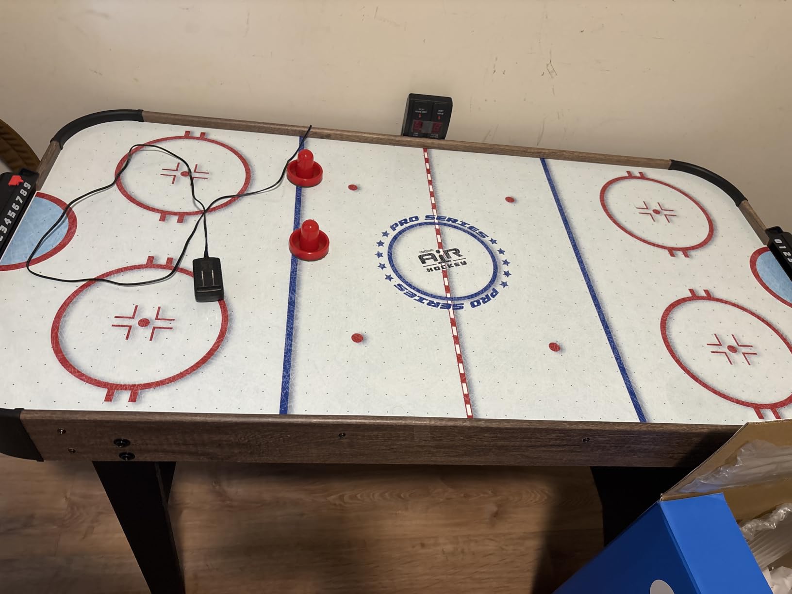 GoSports 48 Inch Air Hockey Arcade Table - Oak or Black - Includes 2 Pushers, 3 Pucks, AC Motor, and LED Scoreboard customer photo 1