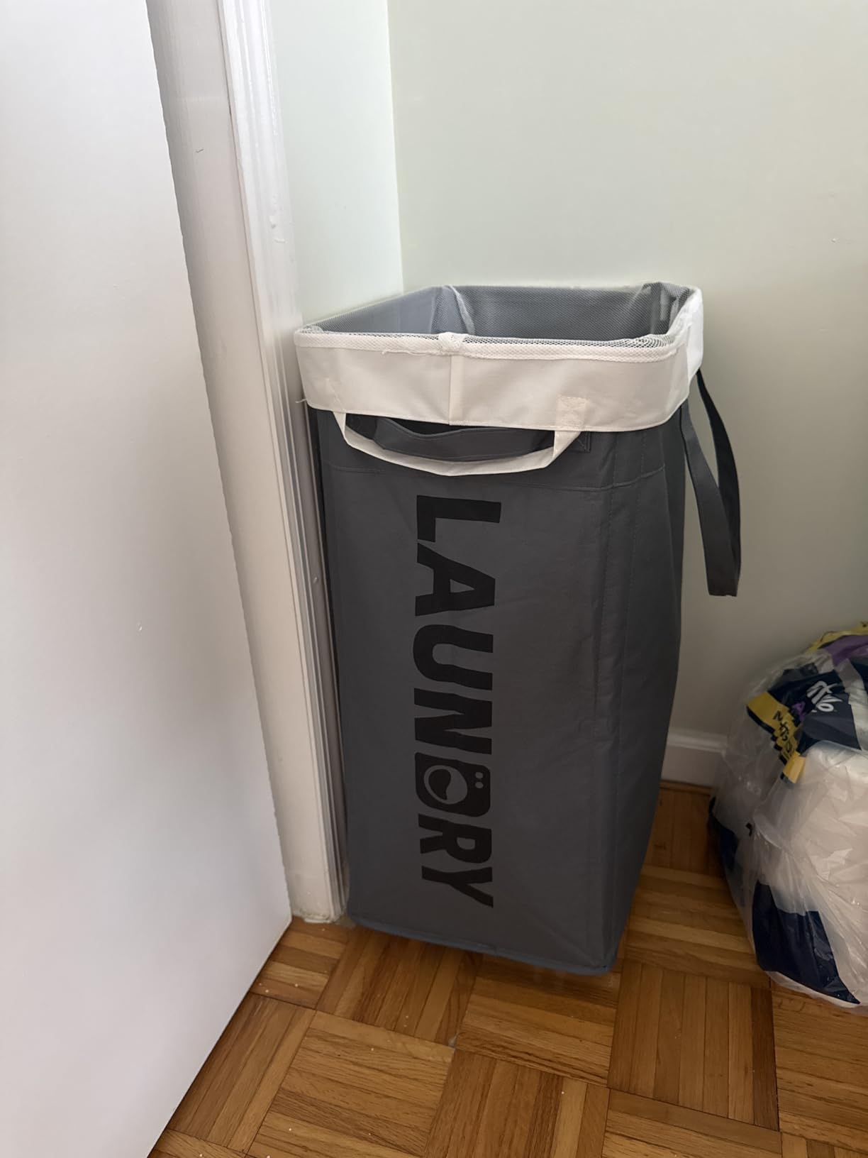 Goodpick Laundry Basket with Wheels, Laundry Hamper with Removable Wash Bag, Clothes Hamper, Rolling Laundry Basket, Dorm Room Essentials, 75L, Grey customer photo 1