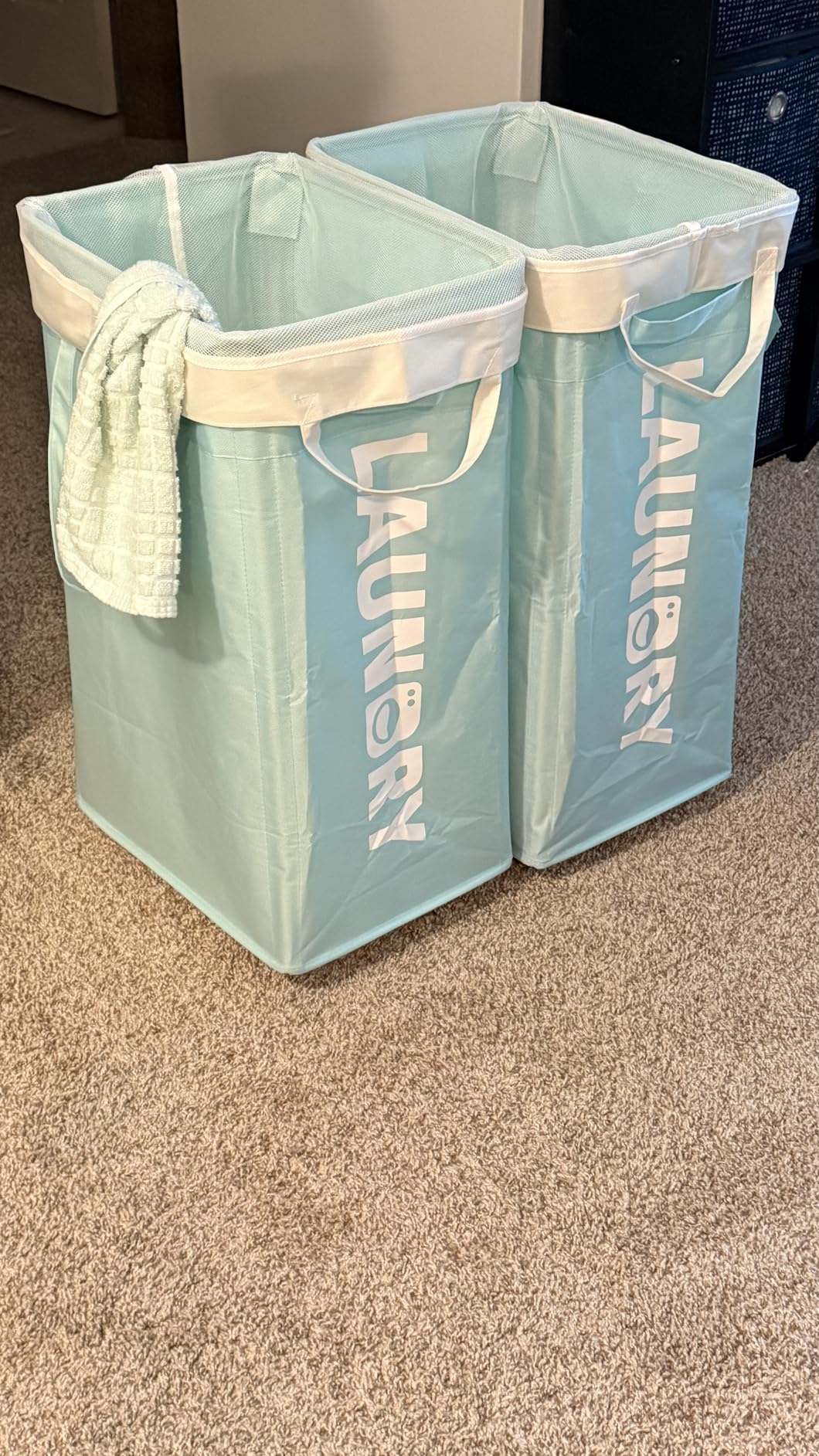 Goodpick Laundry Basket with Wheels, Laundry Hamper with Removable Wash Bag, Clothes Hamper, Rolling Laundry Basket, Dorm Room Essentials, 75L, Grey customer photo 2
