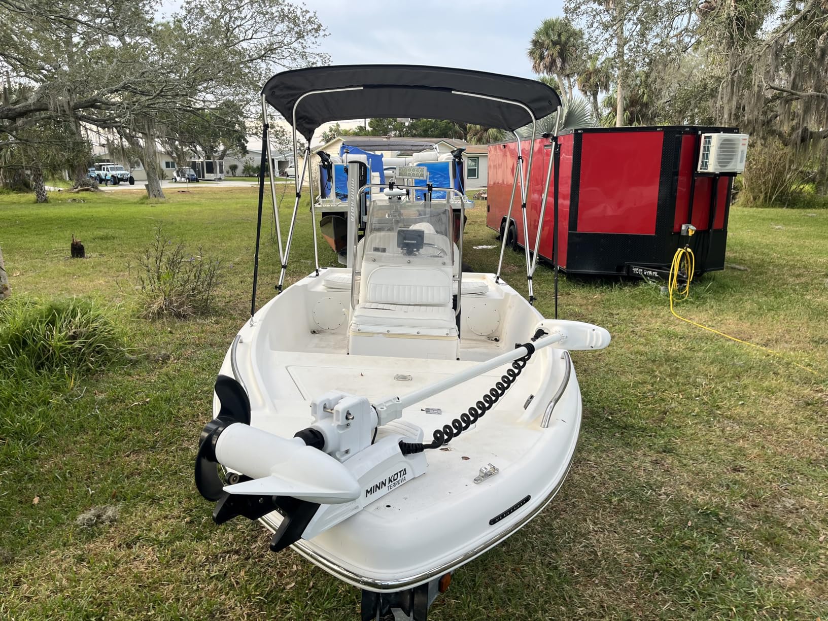 RVMasking Boat Cover, Ultra-Thick 1600D Polyester Canvas with Double PU Waterproof Coating, Fits 17-19ft Tri-Hull, V-Hull, Runabout, Fish & Ski Boat, Bass Boat, Black customer photo 2