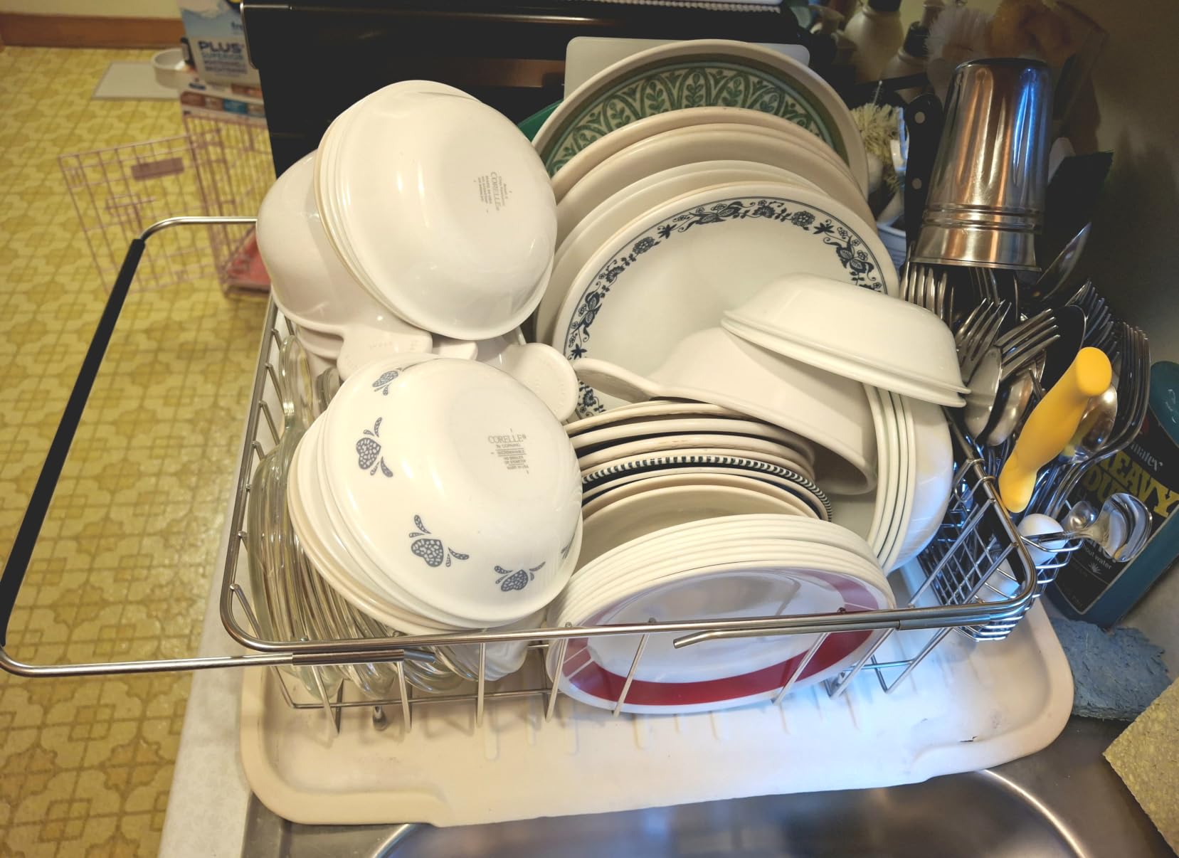 Fanbsy Large Dish Drainer Rack in Sink Adjustable, Expandable 304 Stainless Steel Metal Dish Drying Rack Organizer with Stainless Steel Utensil Holder Over Inside Sink Counter, Rustproof customer photo 1