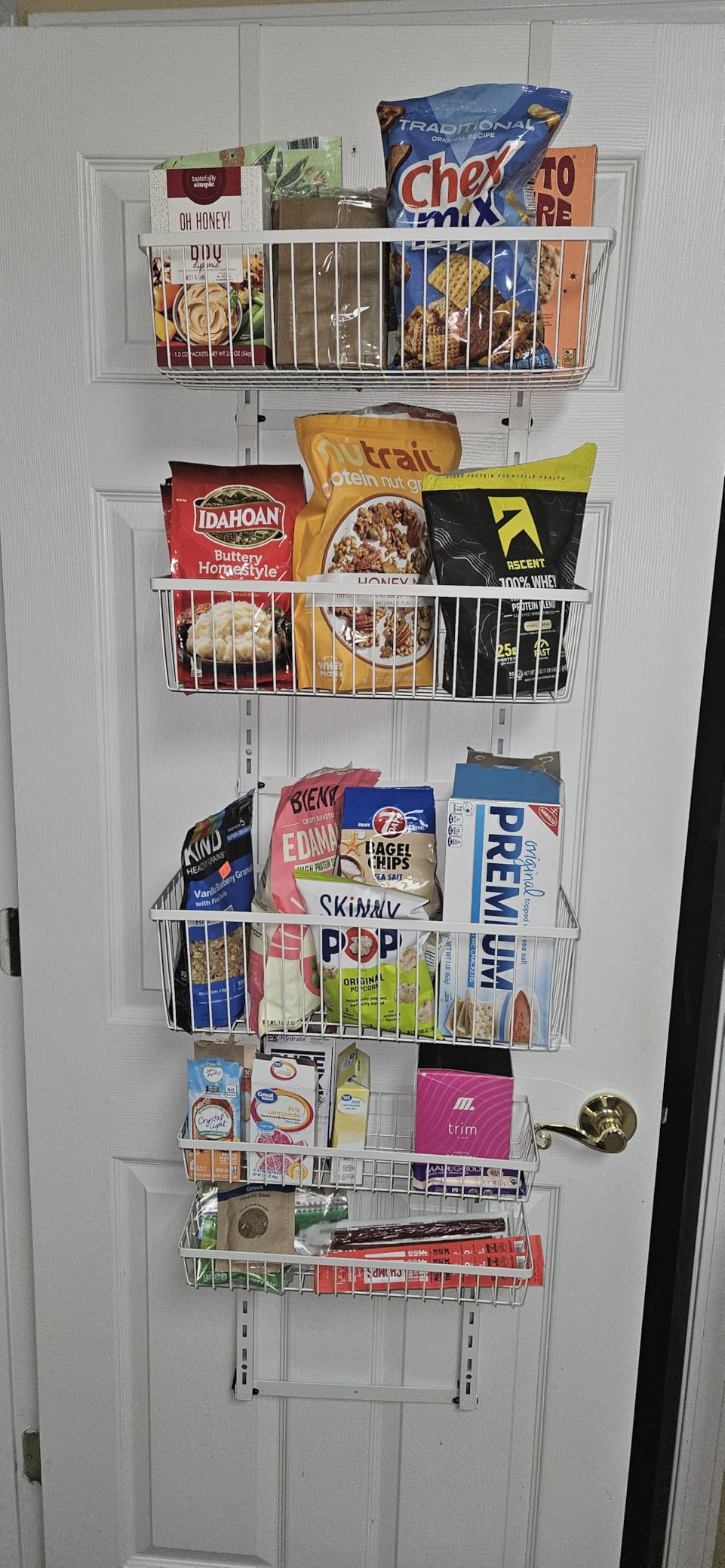 Mefirt White 9-Tier Over The Door Pantry Organizer, Pantry Organization and Storage, Deep Baskets Hanging Heavy-Duty Metal, Wall Spice Rack Seasoning Shelves for Home & Kitchen, Laundry Room Bathroom customer photo 2