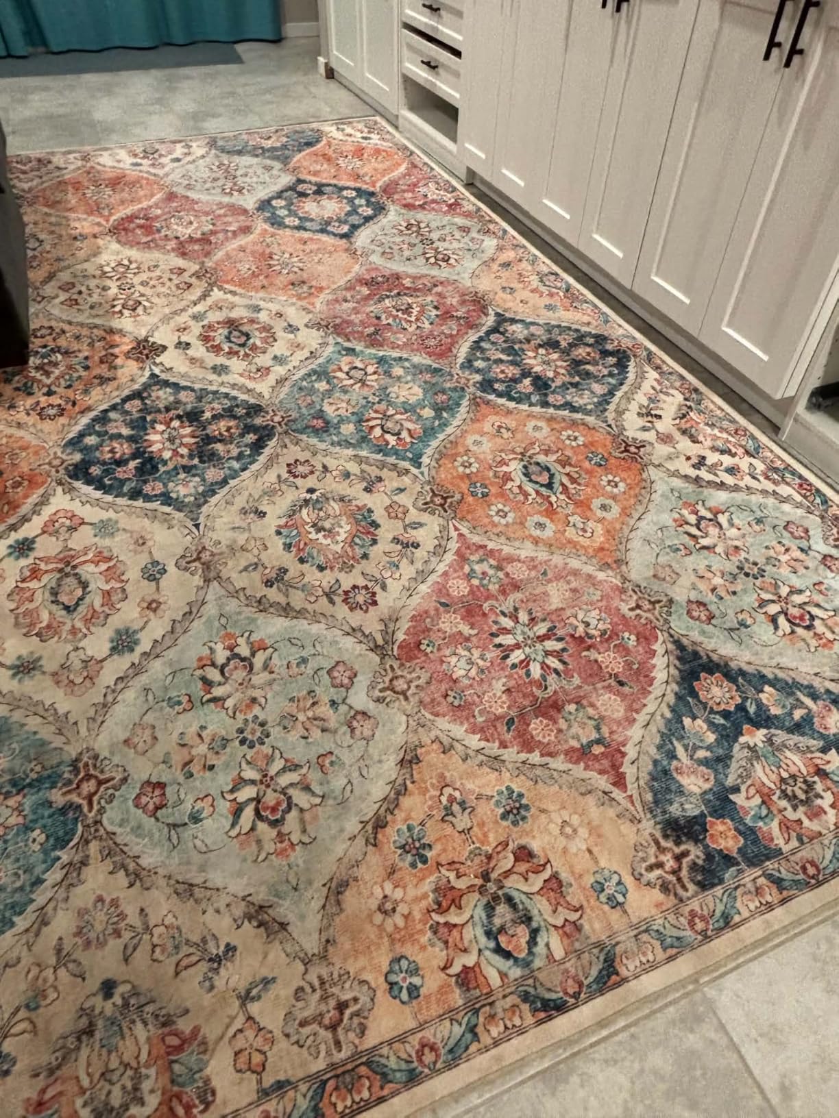 ROYHOME 8x10 Area Rug Moroccan Trellis Machine Washable Rug Vintage Medallion Distressed Indoor Accent Rug Stain Resistant Non-Slip Floor Cover Carpet for Living Room Bedroom, Cream customer photo 1