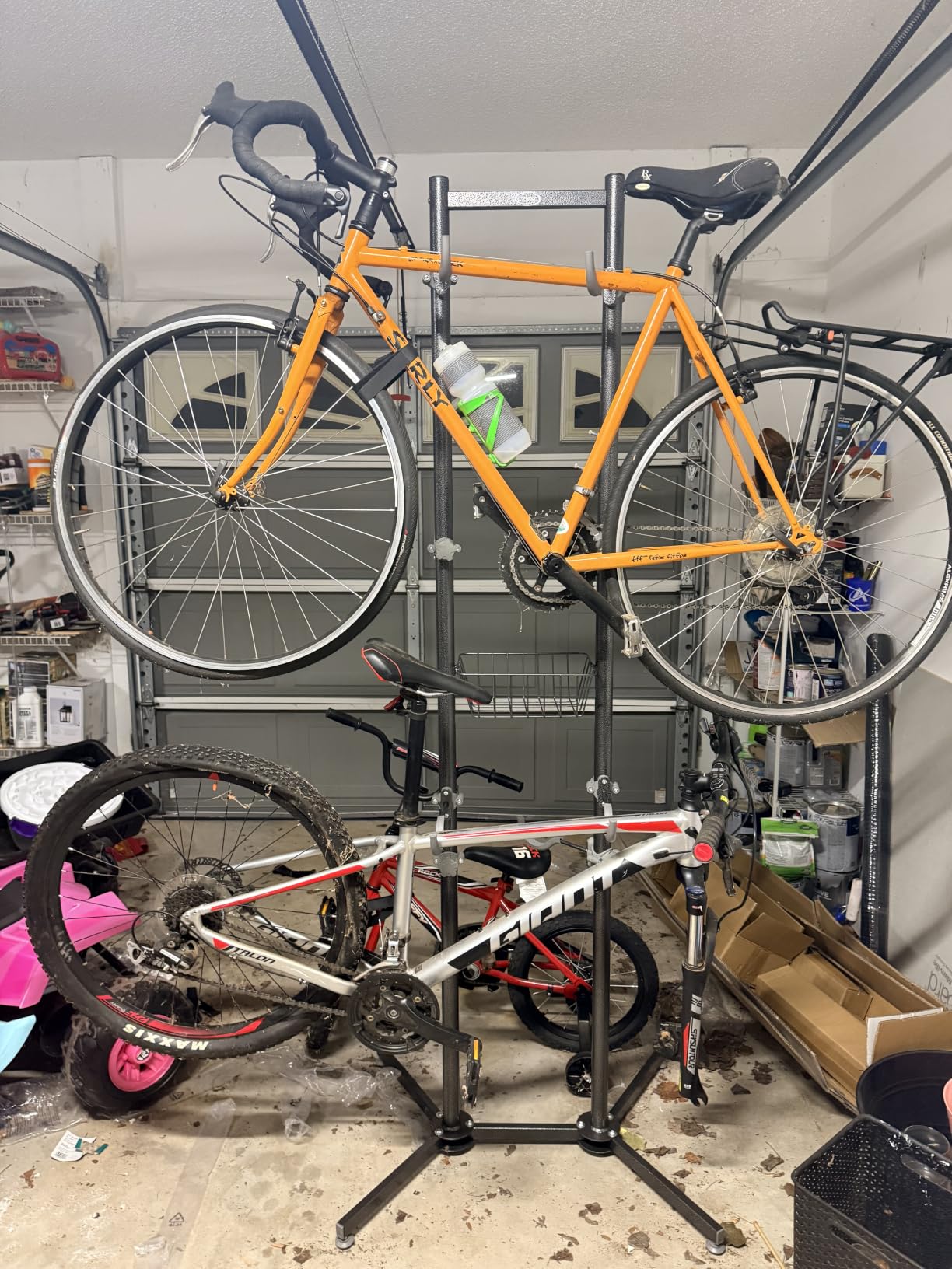 CXWXC 2-/4-Bike Storage Rack with Basket - Indoor Bike Rack for Garage/Apartment - Road Mountain and Hybrid Bike Garage & Home customer photo 1