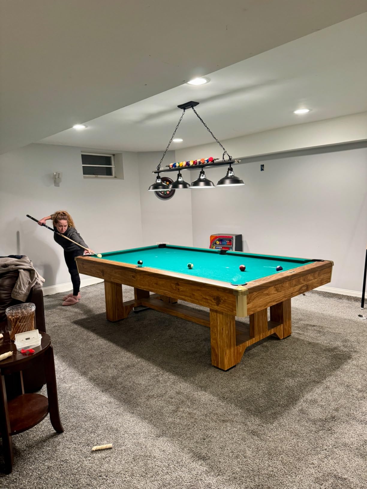 Billiard Pool Table Lights 4-Light, Black Matte Metal Shades | 50'' Pool Table Lighting for 7'-8' Table customer photo 1