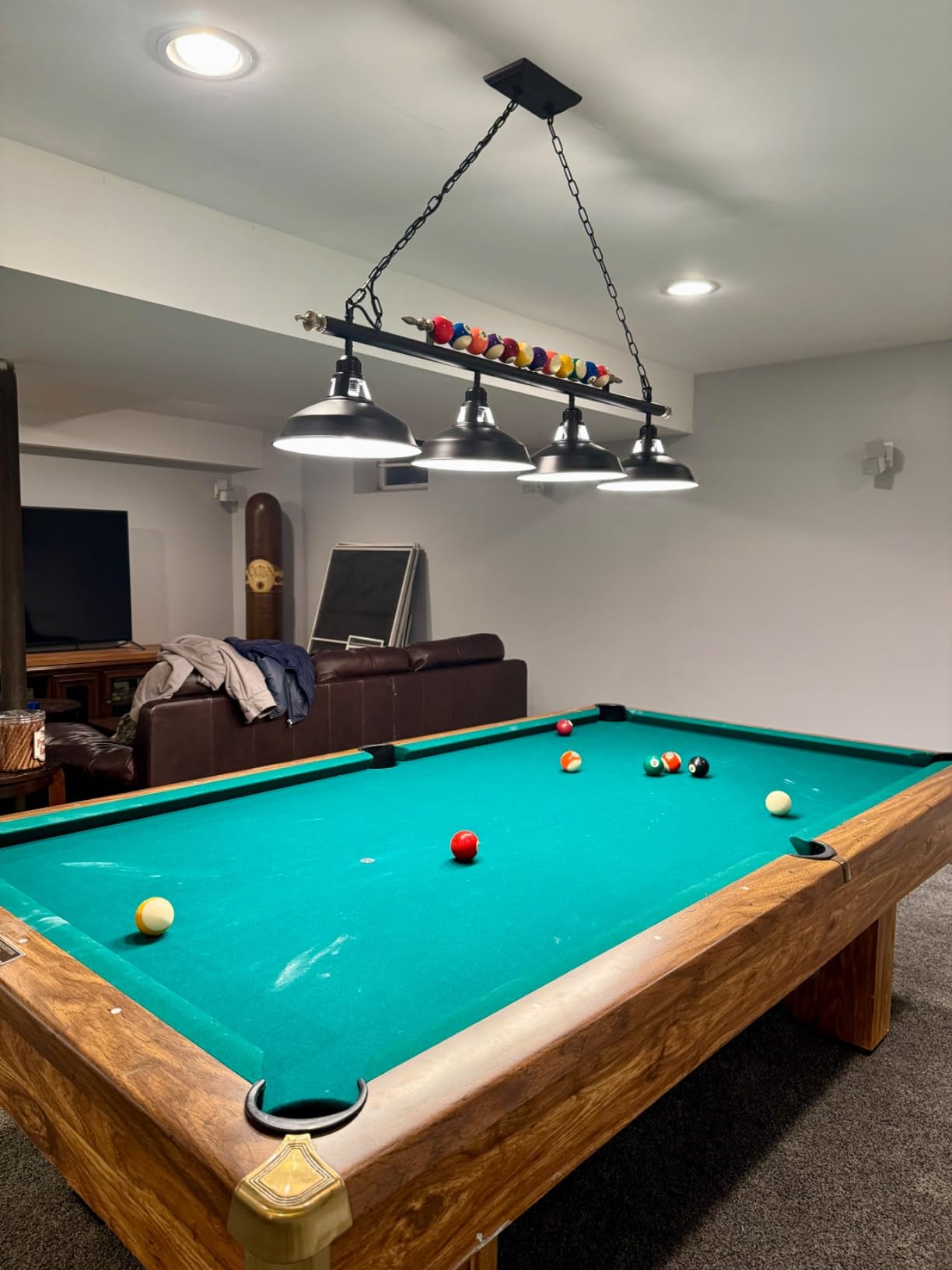 Billiard Pool Table Lights 4-Light, Black Matte Metal Shades | 50'' Pool Table Lighting for 7'-8' Table customer photo 2