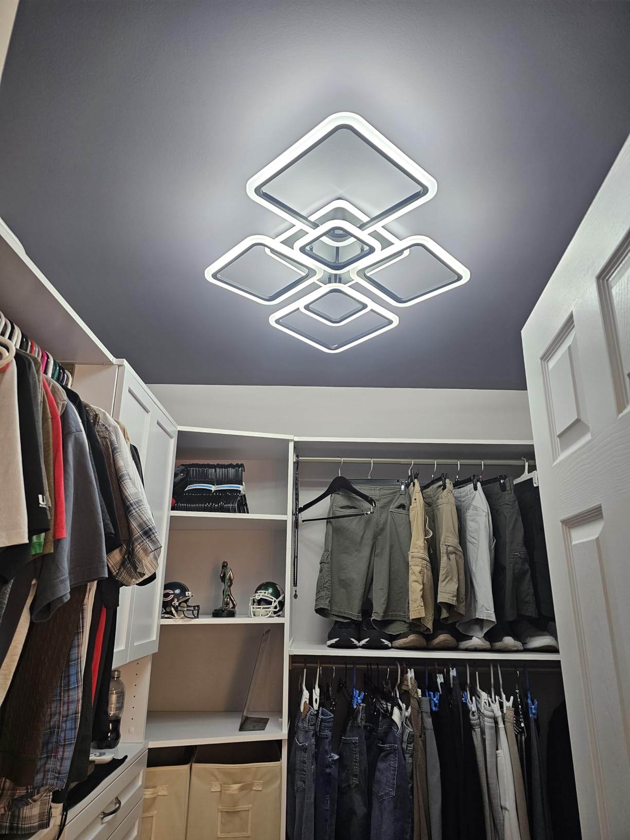 Modern Ceiling Light, 36.2'' LED Dimmable Acrylic Square 6+1 Rings Ceiling Lights with Remote, Black Flush Mount Ceiling Light Fixture for Low Ceiling Bedroom Living Room Dining Room, 130W customer photo 1