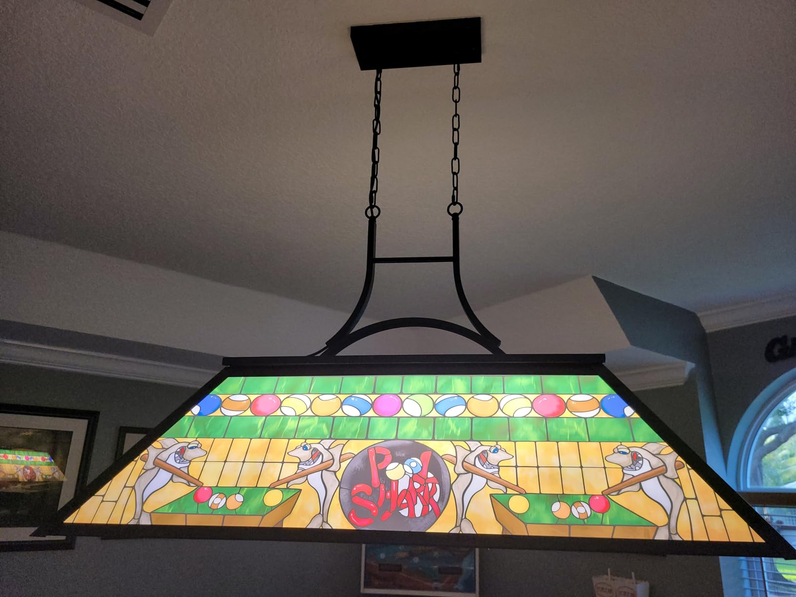 TOCHIC Vintage Pool Table Light, 3-Light Rustic Billiards Light Fixtures with Tiffany-Style Shark Shade customer photo 1