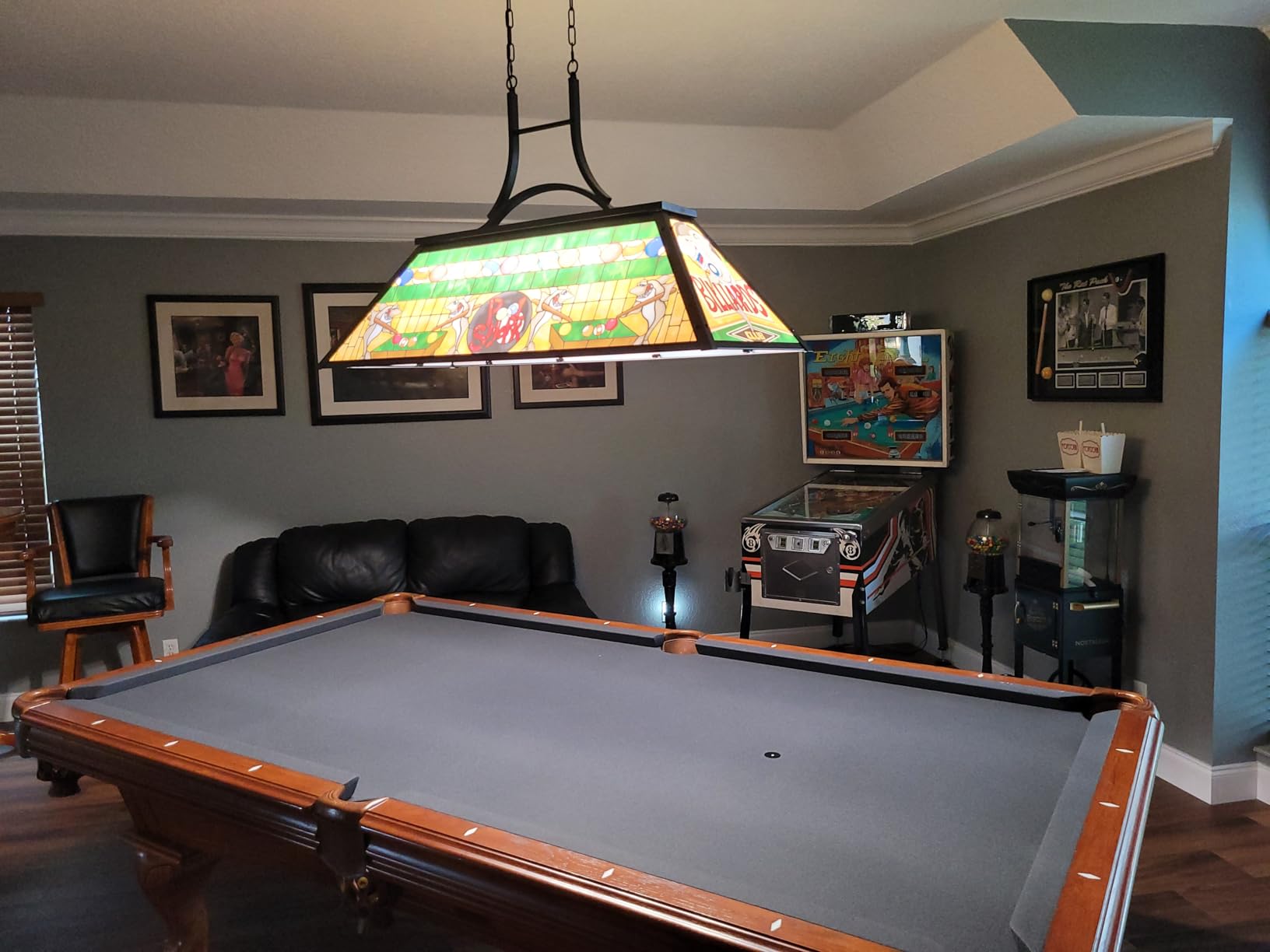 TOCHIC Vintage Pool Table Light, 3-Light Rustic Billiards Light Fixtures with Tiffany-Style Shark Shade customer photo 2