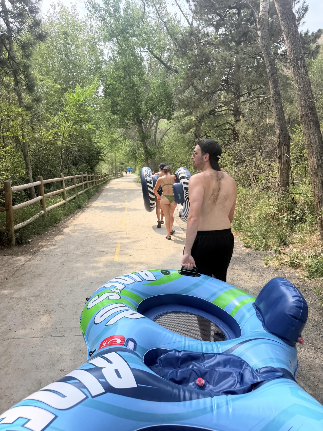 QPAU Inflatable Double River Tube, 2 Person 660lb Capacity, Puncture-Resistant 93