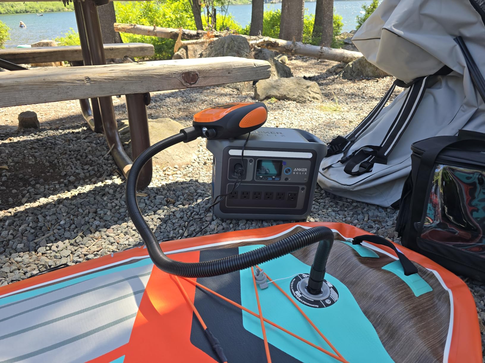kosmegal Paddle Board Pump Electric Portable, SUP Pump for Paddleboard, 20PSI Air Compressor with Auto-Off, Deflation Function for Inflatables, Kayaks and Boats customer photo 2