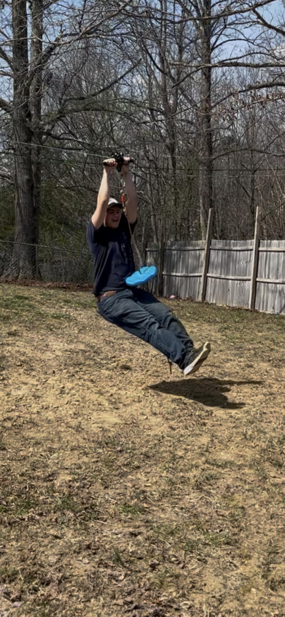 VEVOR Zipline Kit, 160 ft Zip Line Kits Up to 330 lb, Backyard Outdoor Quick Setup Zipline, Playground Entertainment with Stainless Steel Zipline, Spring Brake (Note: for Teens Only. Not for Adults) customer photo 1