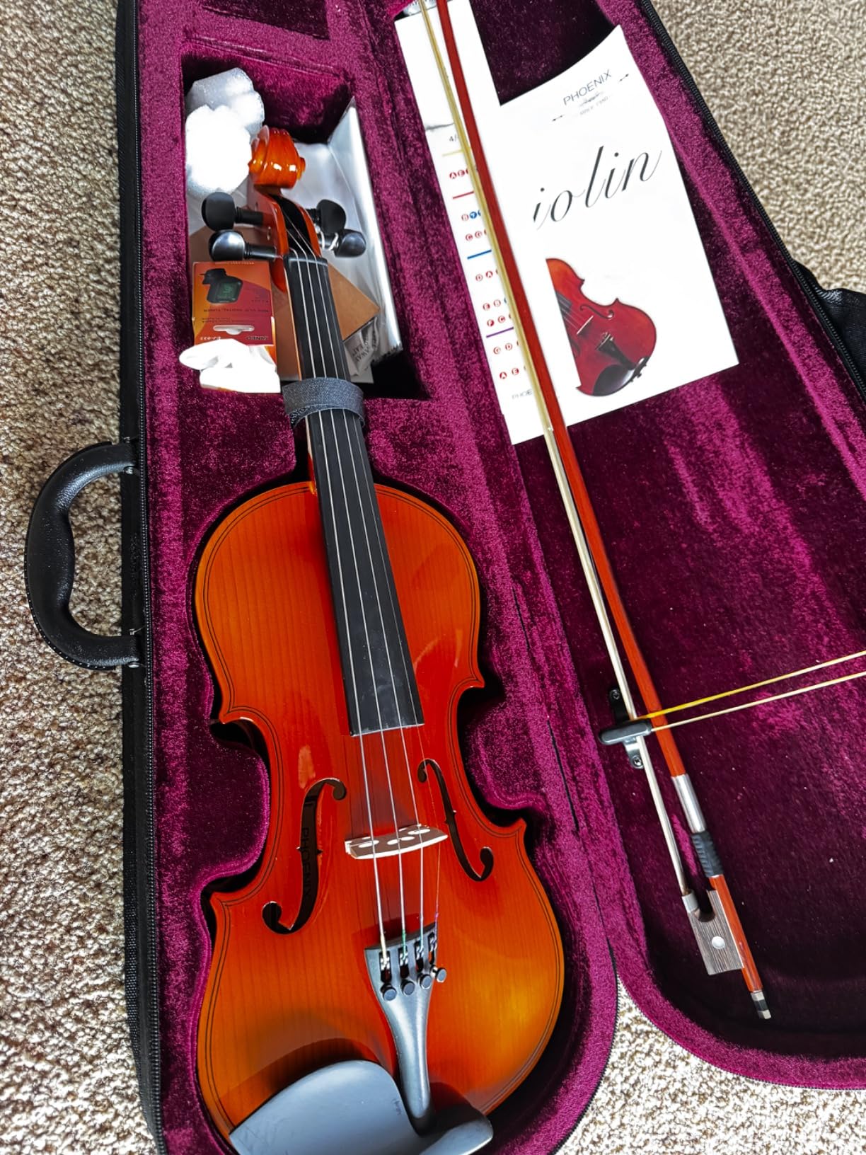 PHOENIX Violin 4/4 Full Size Kit, Violin Fiddle Set for Beginner Adults with Rosewood Bow Extra Strings & Bridge (Entry-level, Full) customer photo 1