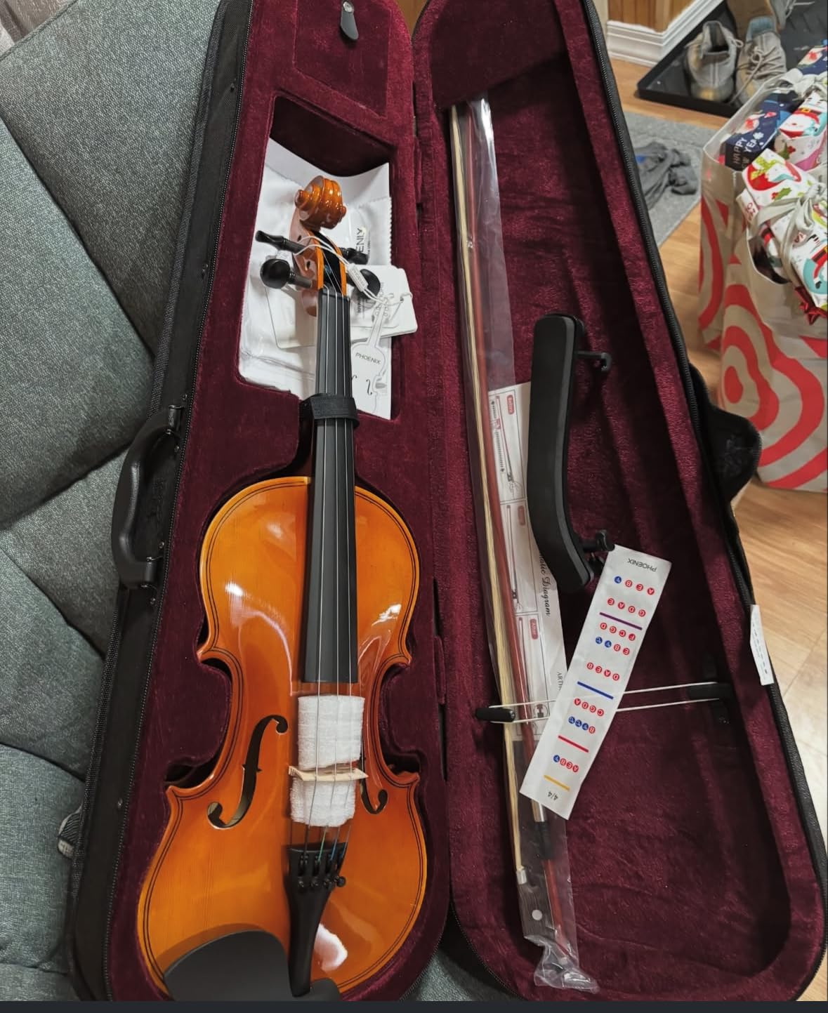 PHOENIX Violin 4/4 Full Size Kit, Violin Fiddle Set for Beginner Adults with Rosewood Bow Extra Strings & Bridge (Entry-level, Full) customer photo 2