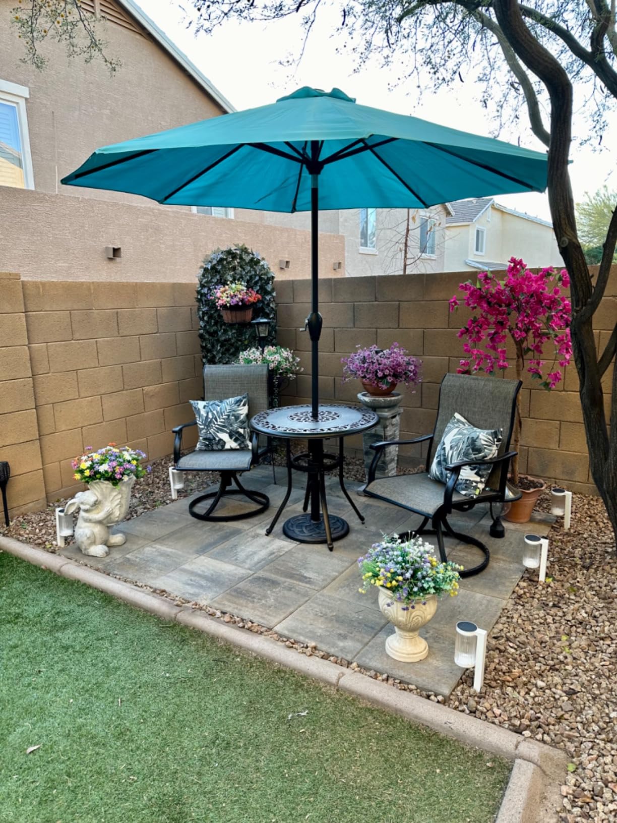 VINGLI Cast Aluminum Bar Height Patio Table with Umbrella Hole - Tall Outdoor Bistro Table, 32
