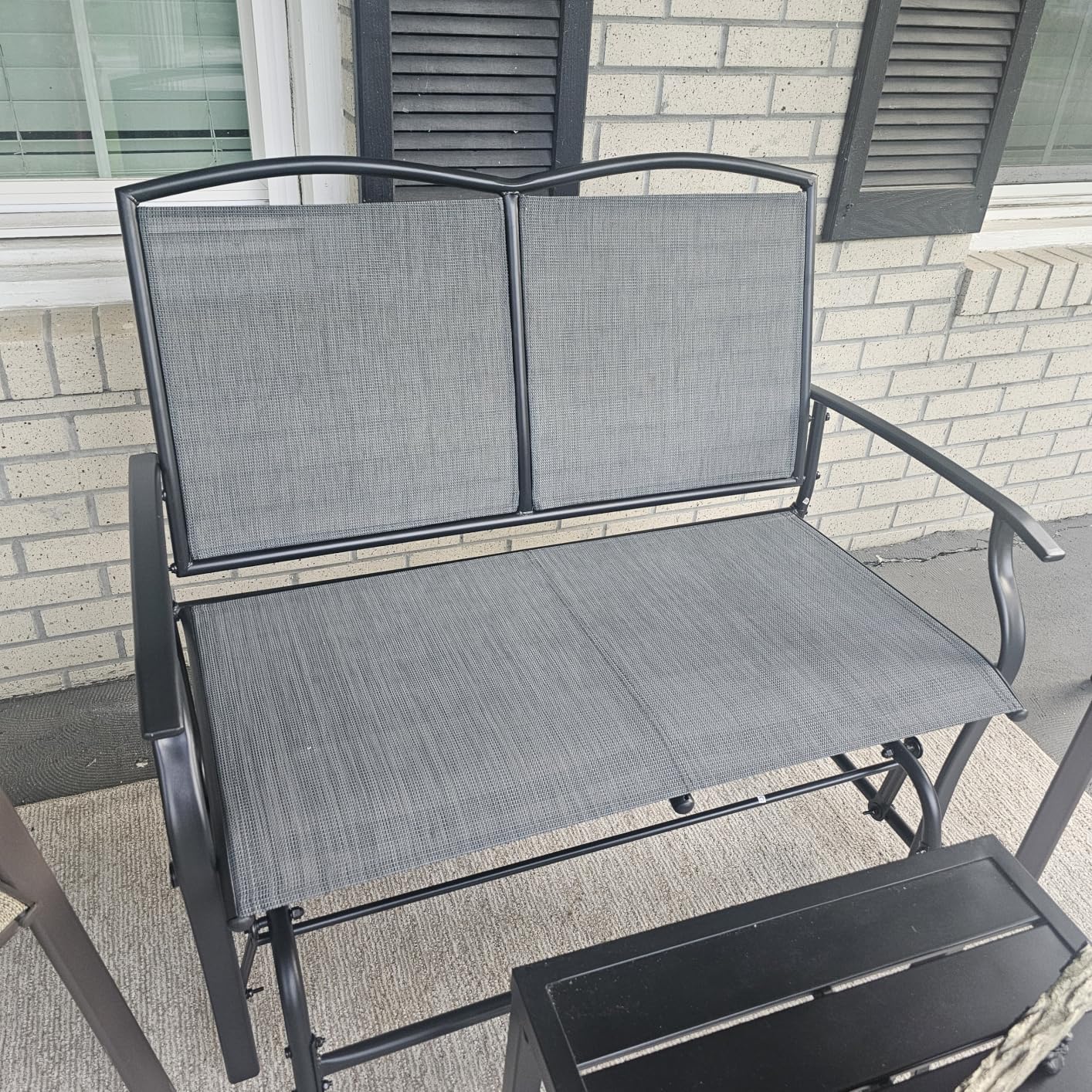 Best Choice Products 2-Person Outdoor Patio Swing Glider Steel Bench Loveseat Rocker for Deck, Porch w/Textilene Fabric, Steel Frame - Sage Green/Brown customer photo 2