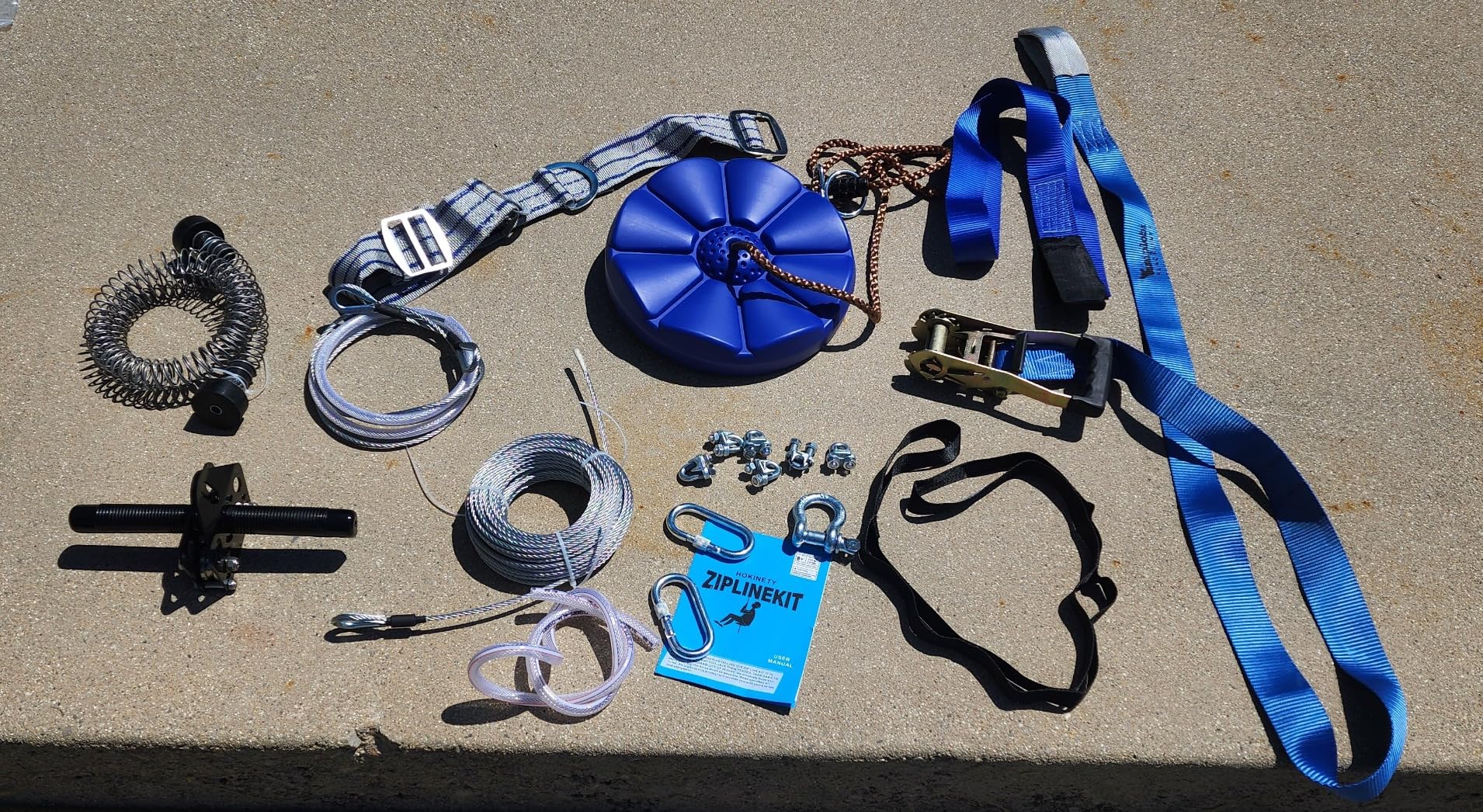 Zip Line Kit for Kids Adults : 100FT / 120FT / 150FT / 200FT Up to 380Lbs - Quick Tighten Zipline for Backyard Outdoor with 100% Rust Proof Removable Trolley Seat Spring Brake customer photo 1