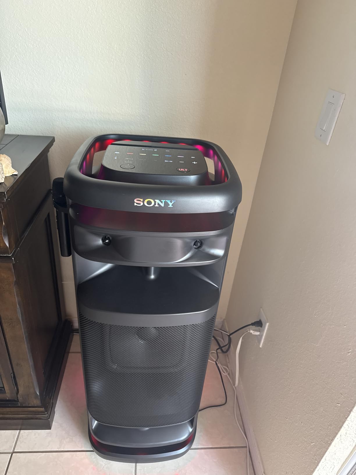 Sony ULT Tower 10 Bluetooth Karaoke Party Speaker with Wireless Microphone | 360° Sound & Party Lights, Wireless mic included, Handle and Wheels, TV Sound Booster, 7-Band EQ, 2 Enhanced Bass Modes customer photo 1