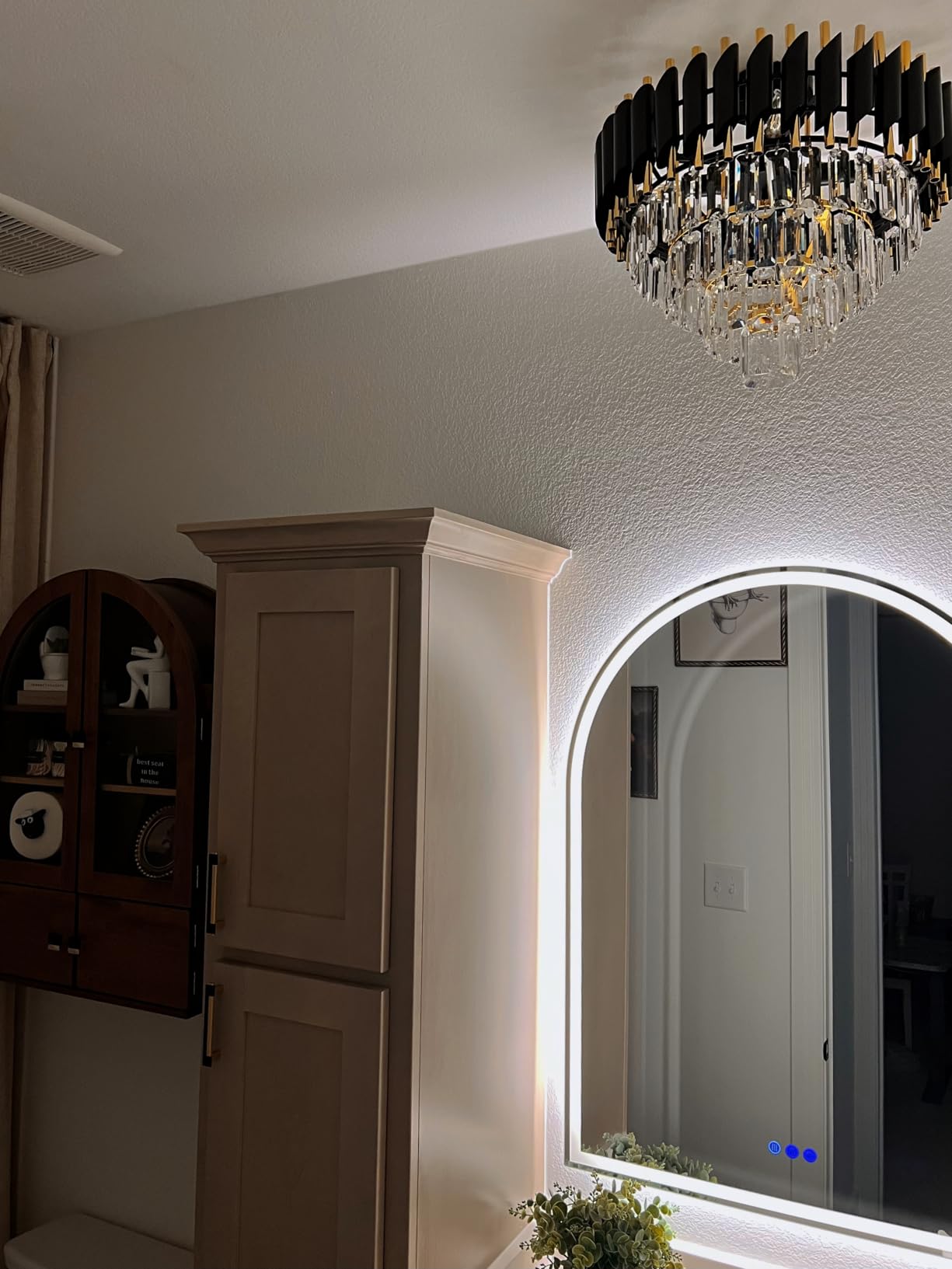Modern Chandelier Gold and Black Crystal Chandeliers 4-Tier 20 Inch Round Hanging Crystal Pendant 7 Lights Fixture for Dining Room Bedroom Living Room Farmhouse customer photo 1