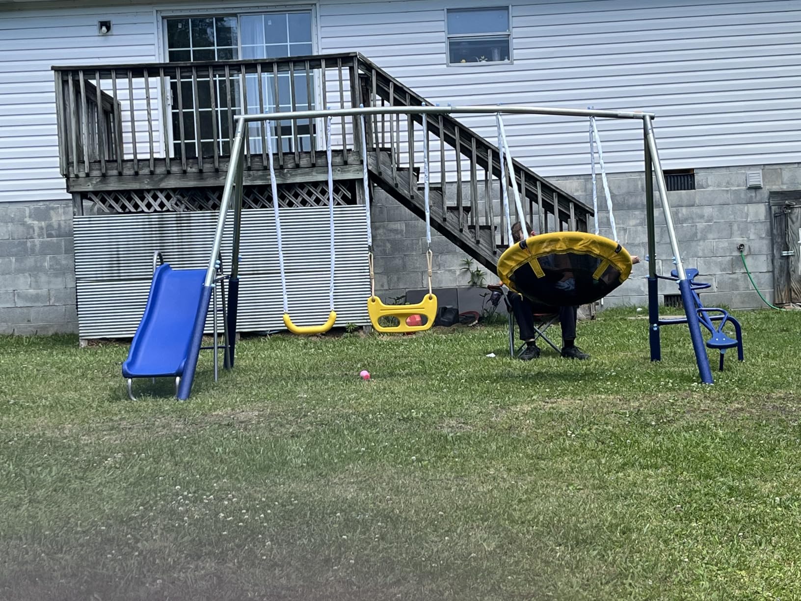 Sportspower Taylor 700lbs Galvanized Metal Swing Set for Kids with Teeter-Totter, Saucer & Standing Swings, and 5ft Slide, Bonus Anchor Kit customer photo 1