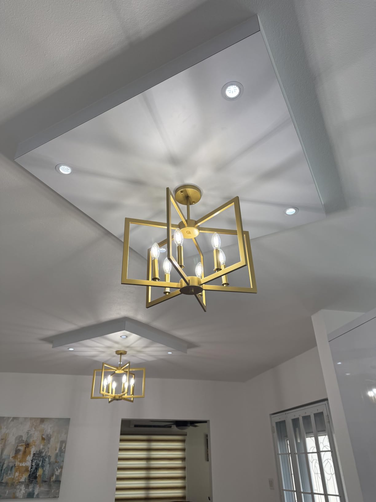 Klgxnrd 6-Light Gold Pendant Light, Modern Farmhouse Dining Room Light Fixtures Over Table, Industrial Metal Geometric Kitchen Chandelier for Entryway Hallway Foyer Bedroom customer photo 1