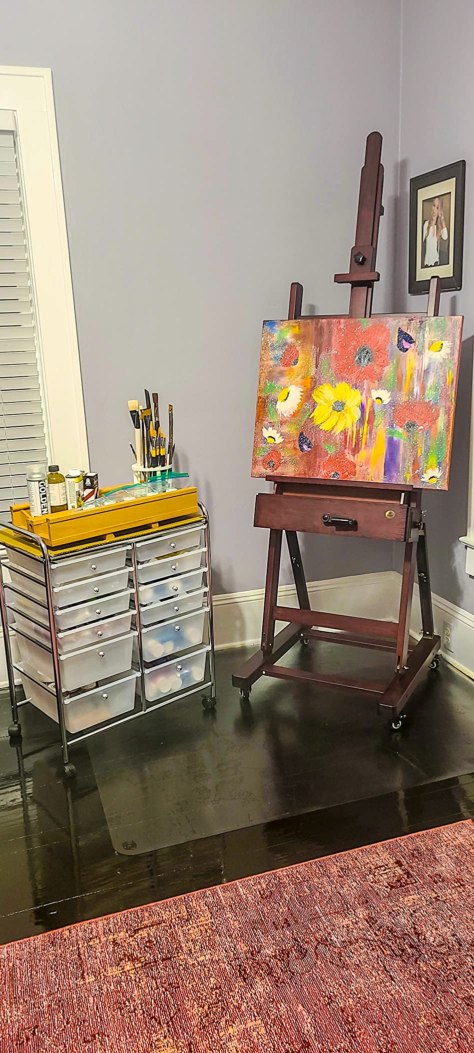 MEEDEN Art Painting Easel: Professional Crank Easel - Heavy Duty Beech Wood Studio H Frame Stand - Height Adjustable 71