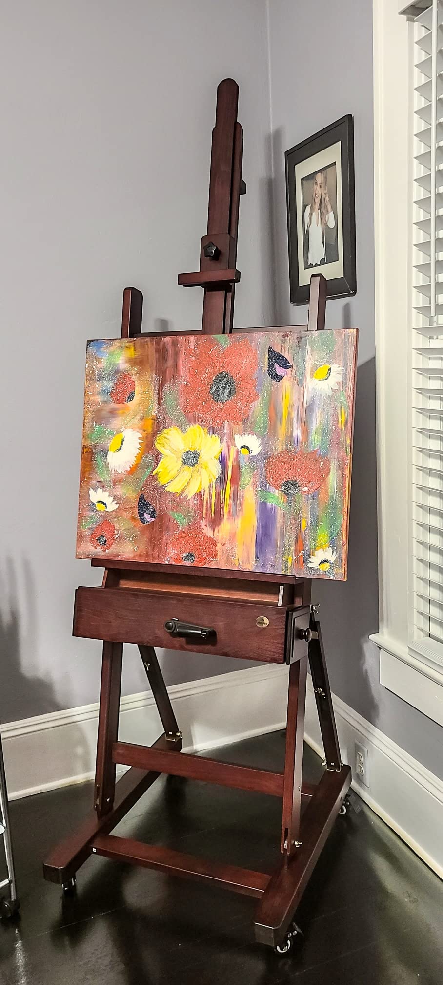 MEEDEN Art Painting Easel: Professional Crank Easel - Heavy Duty Beech Wood Studio H Frame Stand - Height Adjustable 71