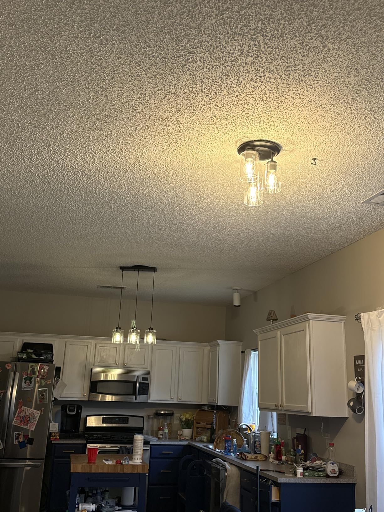 Kalium 3-Lights Semi Flush Mount Ceiling Light Fixture, Matte Black Light Fixtures, Ceiling Light for Kitchen, Foyer, Entryway, Farmhouse, Home Decor, Clear Glass Shade customer photo 1