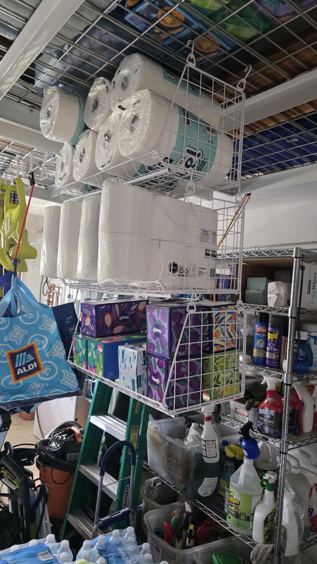 3-Tier Hanging Laundry Basket Organizer: Foldable Wire Shelf Laundry Room Organizer with 360 Rotating Hooks Small Space Solutions Closet Hanging Organizer - Laundry Organization, White Patent customer photo 1