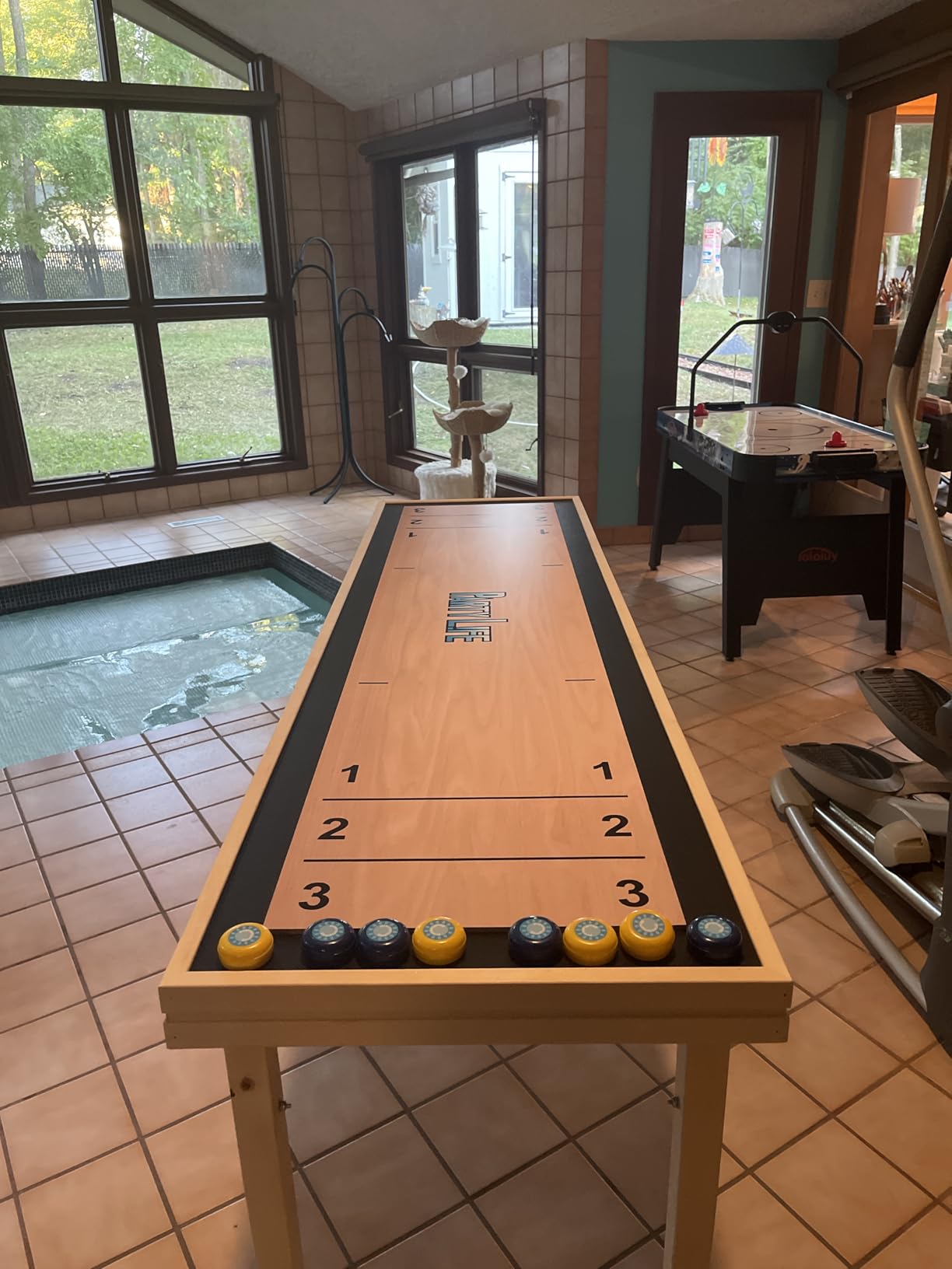 6-Foot Premium Shuffleboard Table w/Folding Legs, Pucks, and Optional LED Lights - Awesome Graphics - Choose Your Model customer photo 2