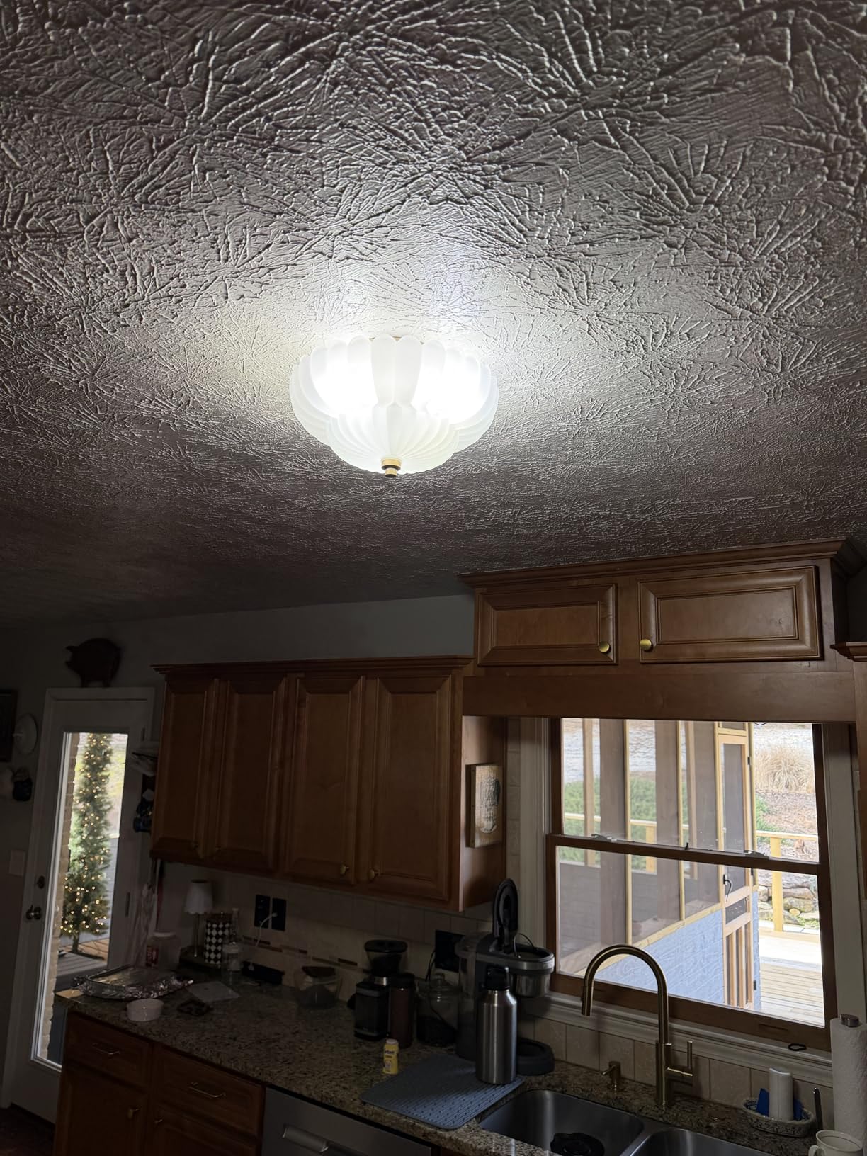 HYDELITE Gold Flush Mount Ceiling Light Fixture Modern Semi Flush Mount Ceiling Light Vintage Close to Ceiling for Bathroom Bedroom Entryway Kitchen Scalloped Frosted Milk Glass customer photo 2