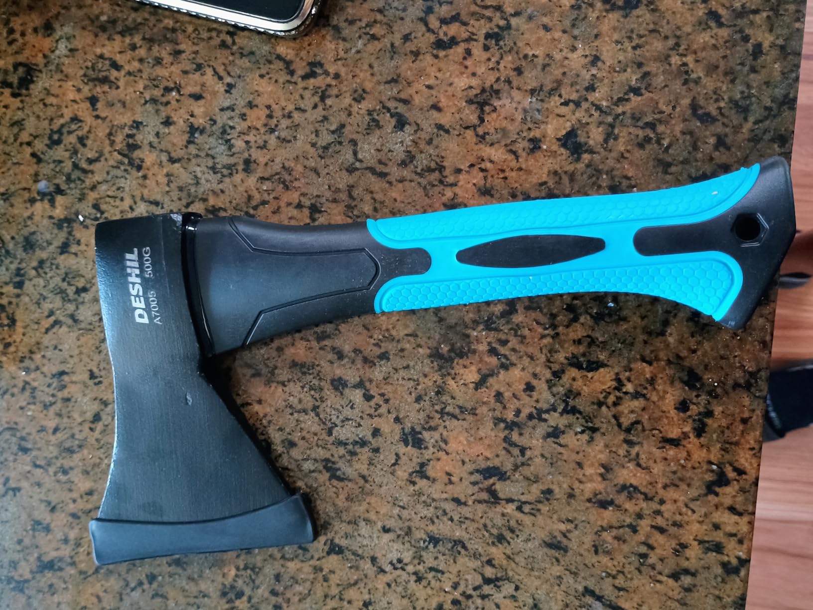 DESHIL 10 inch Outdoor Hatchet Axe Mini Camping Axe with Sheath-Blue | Fiberglass Shock Reduction Handle with Anti-Slip Grip for kindling, small branches and Backyard customer photo 1