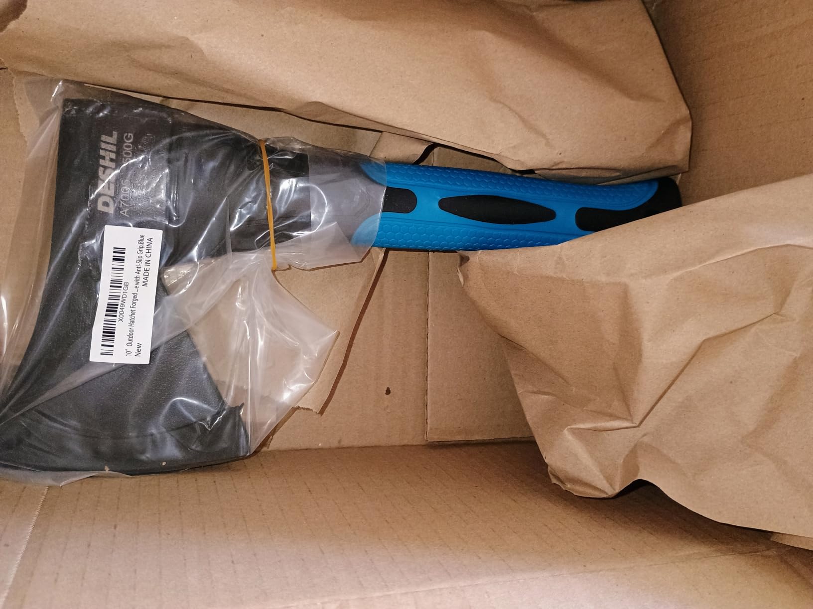 DESHIL 10 inch Outdoor Hatchet Axe Mini Camping Axe with Sheath-Blue | Fiberglass Shock Reduction Handle with Anti-Slip Grip for kindling, small branches and Backyard customer photo 2