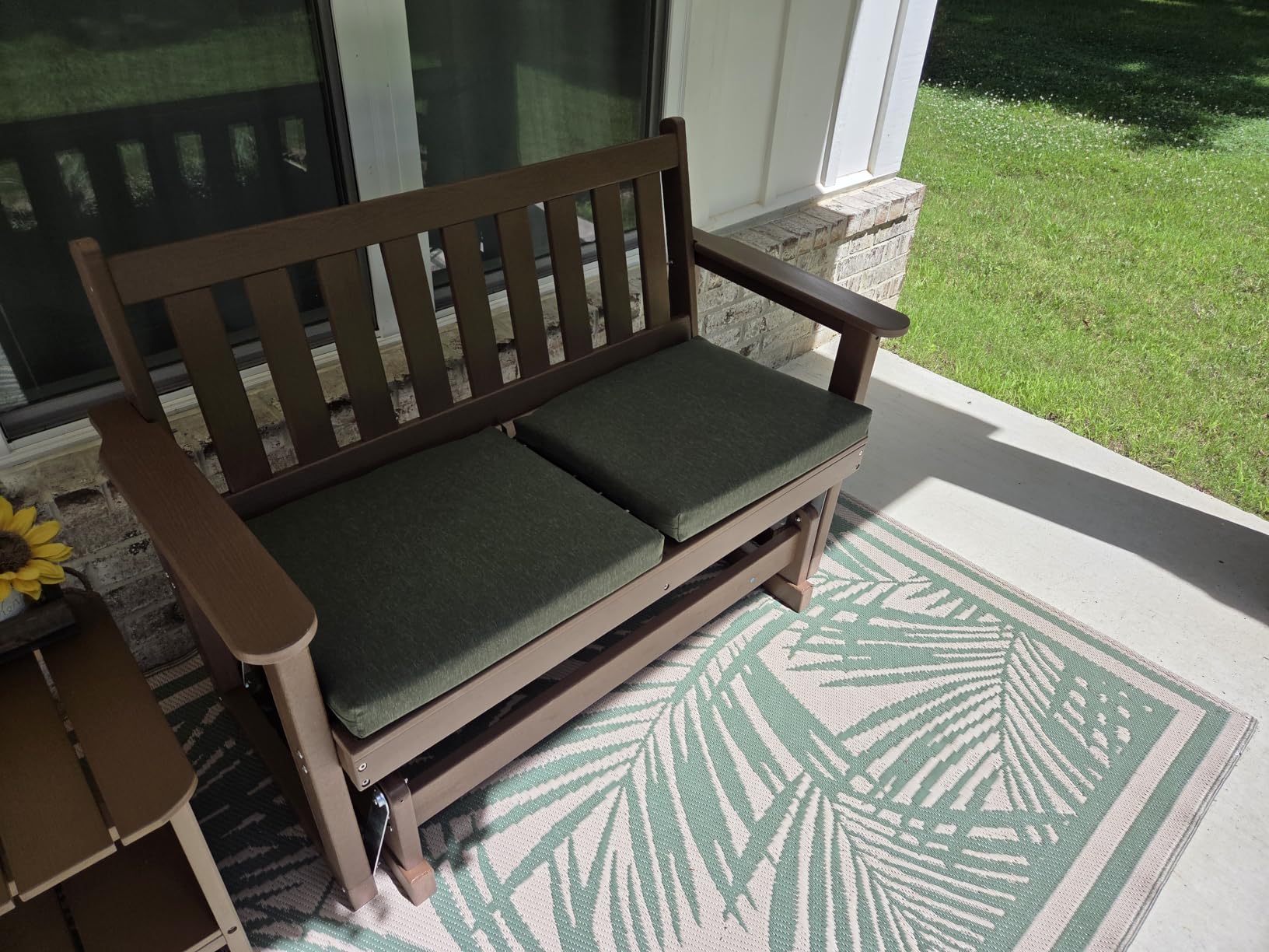 SERWALL 2 Person Patio Glider Bench, HDPE All Weather Swinging Bench, Grey customer photo 1