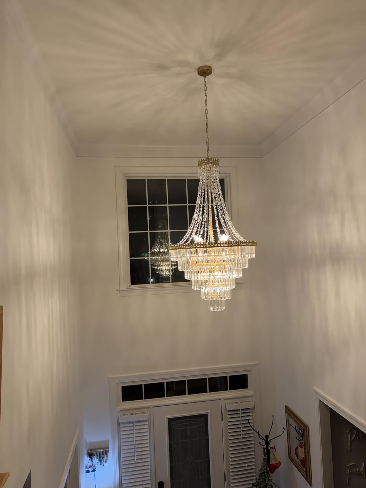 TOCHIC French Empire Crystal Chandelier Modern Farmhouse Chandelier Ceiling Light for Foyer Entryway High Ceiling, Vintage Antique Bronze Chandelier Light Fixture for Dining Living Room customer photo 2