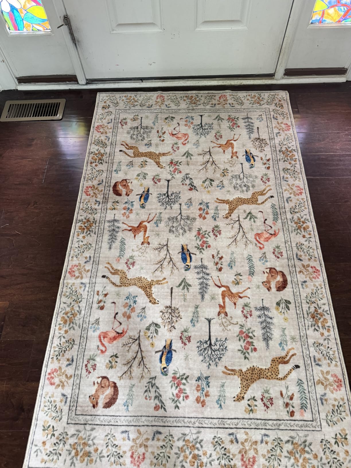 DUKINO 2x6 Runner Rug for Hallway, Washable Kitchen Runner Rug with Non Slip Backing, Low Pile Soft Boho Floral Runner for Kitchen, Hallway, Entryway, Laundry, Bedroom, Black customer photo 1