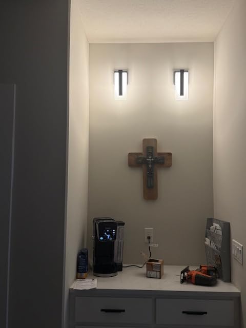 Joosenhouse Modern LED Wall Sconce Dimmable Wall Mounted Lamp Set of 2, Black 3000K Warm White Wall Lamp, Hardwired Bathroom Vanity Light, Indoor Wall Lights for Hallway, Bedroom, Study, Living Room customer photo 1