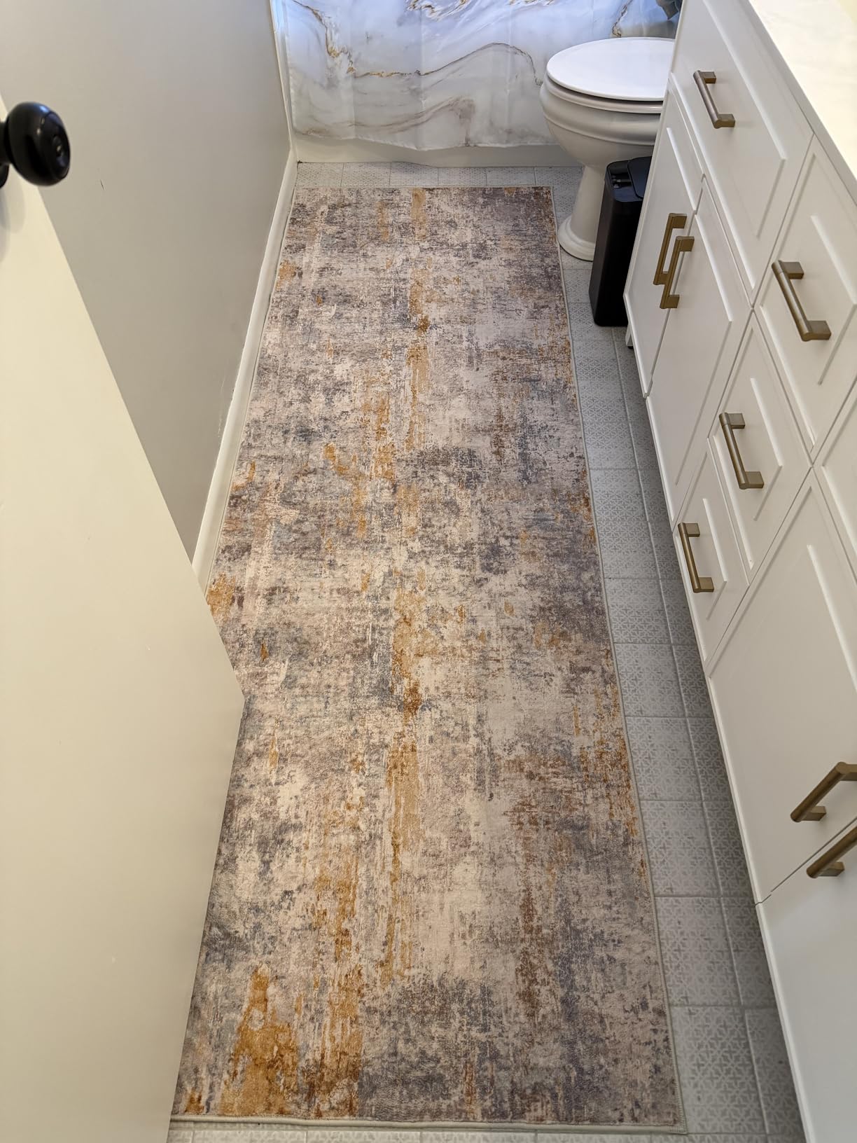 Ompaa 2x6 Rug Runners for Hallways Kitchen Runner Rug Non Slip Washable Grey Long Runner Rugs with Rubber Backing Soft Abstract Carpet Runner for Hallways, Kitchen, Bedroom, Bathroom, Entryway customer photo 1