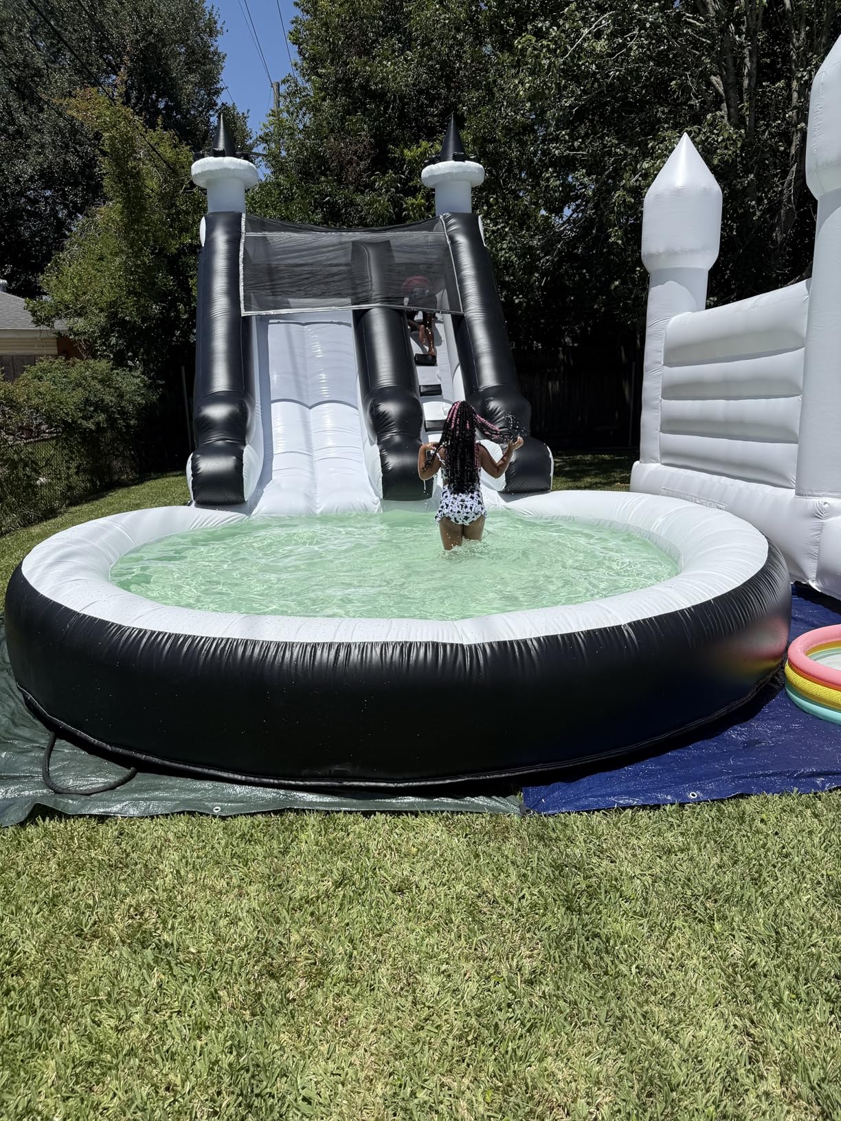 24FT Commercial Water Slide for Adults Kids (700lbs Capacity) (100% Heavy Duty PVC) (13ft Giant Pool) Inflatable Water Slide with 1100W Blower, Fast Drainage, Backyard Outdoor Party, 24x13x13ft customer photo 1