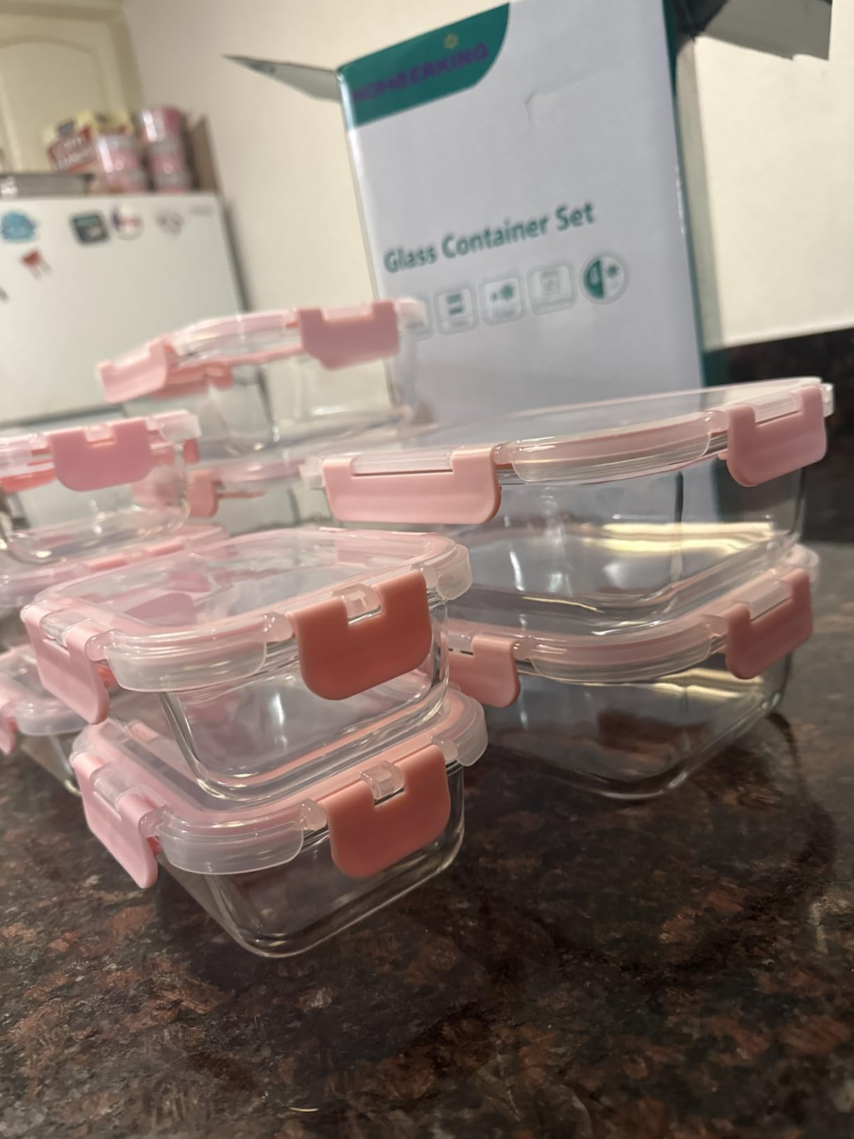 HOMBERKING 10 Pack Borosilicate Glass Meal Prep Containers with Locking Lids, Glass Food Storage Containers Set, Airtight Lunch Bento Boxes, BPA-Free & Leak Proof, 36oz & 14oz, Freezer, Oven Safe customer photo 2