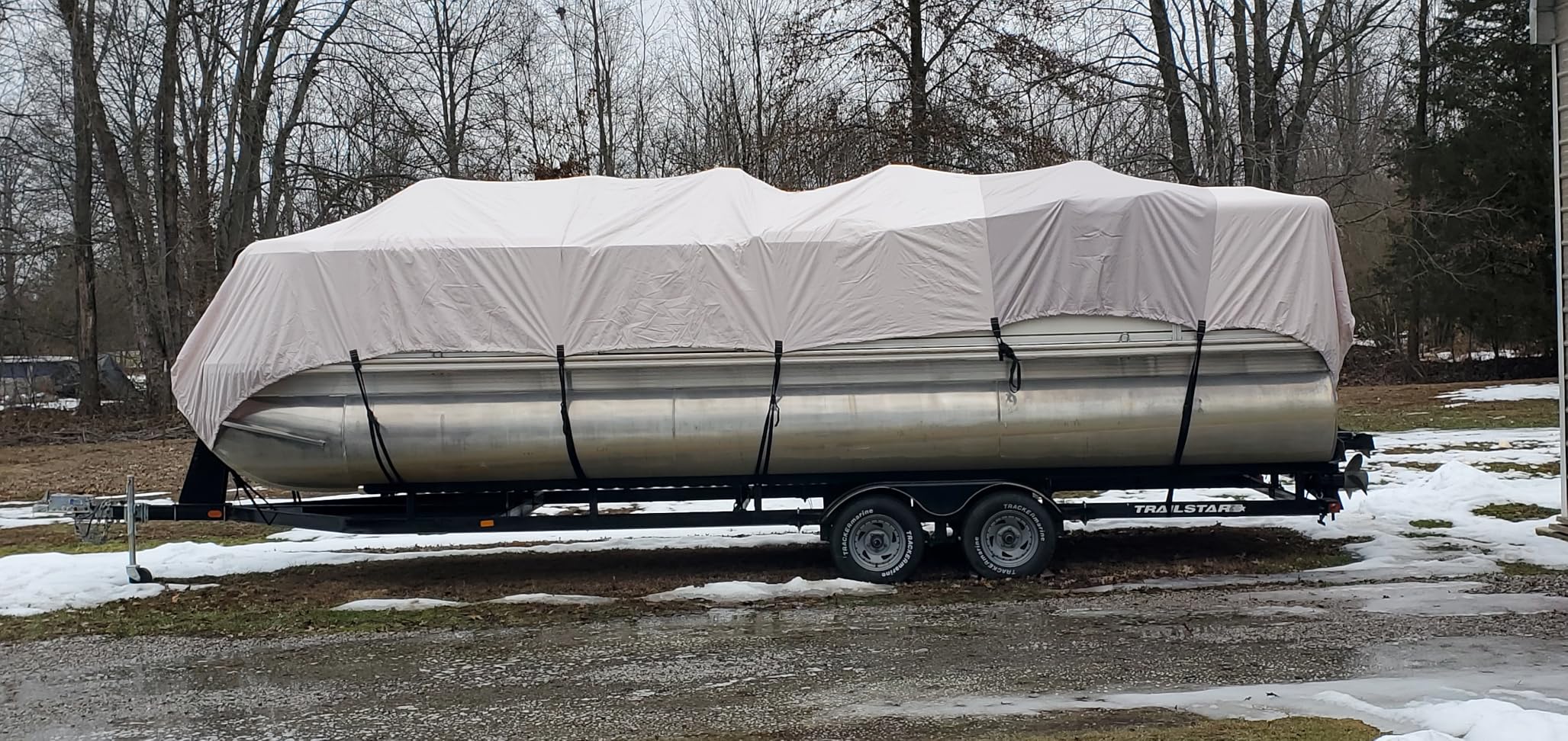 5-Ply 1600D+1200D Pontoon Boat Cover 21'-24' - Fully Waterproof & Ultra-Durable Tear-Resistant for Trailerable & Mooring, with Large Storage Bag & Reinforced Windproof Straps customer photo 2