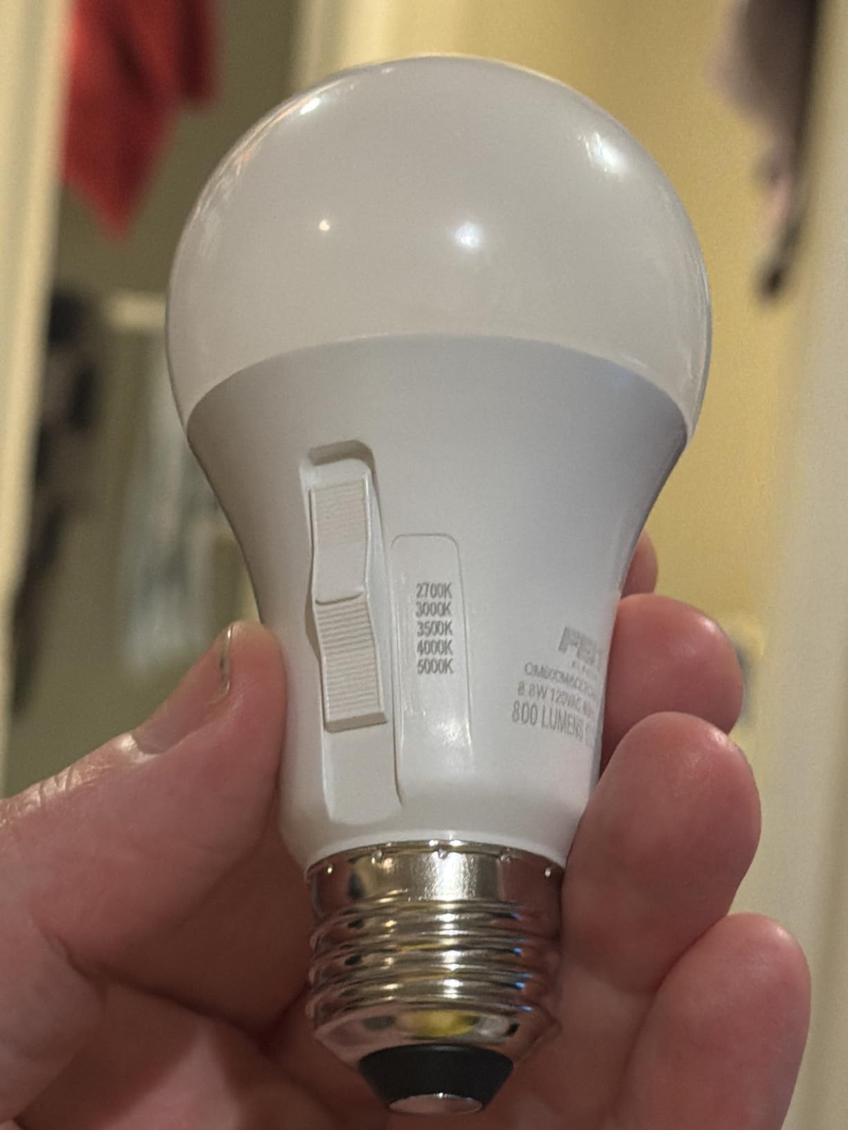 Feit Electric A19 LED Light Bulb, 60W Replacement, Dimmable, Selectable Color Temperatures (2700K-5000K), 800 Lumens, General Purpose Light Bulbs, 15,000-Hour Lifetime, OM60DM/5CCTCA/LED/ 10 Pack customer photo 1