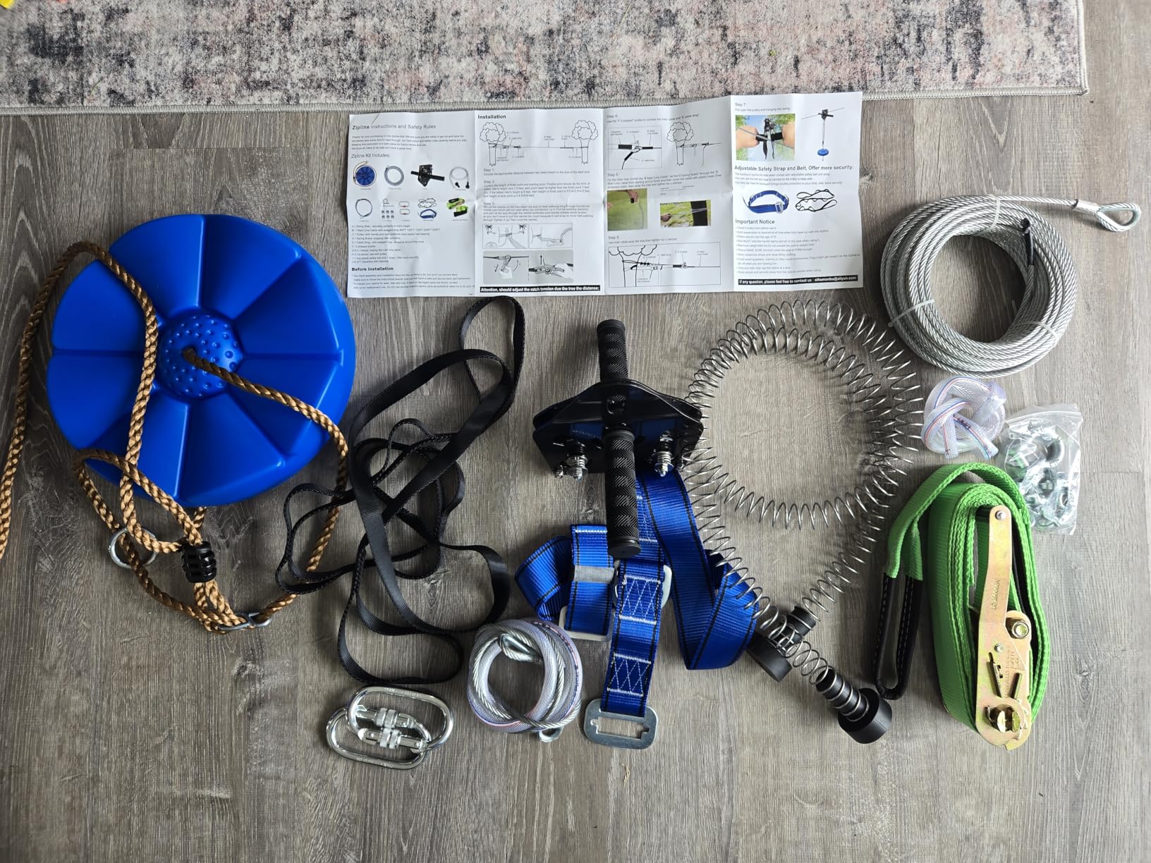 X XBEN Zip line Kit for Kids and Adults Outdoor: Up to 500Lbs - 80FT | Quick Tighten Zipline for Backyard with Removable Trolley Swing Seat Spring Brake Ratchet Strap, Gift Package customer photo 1