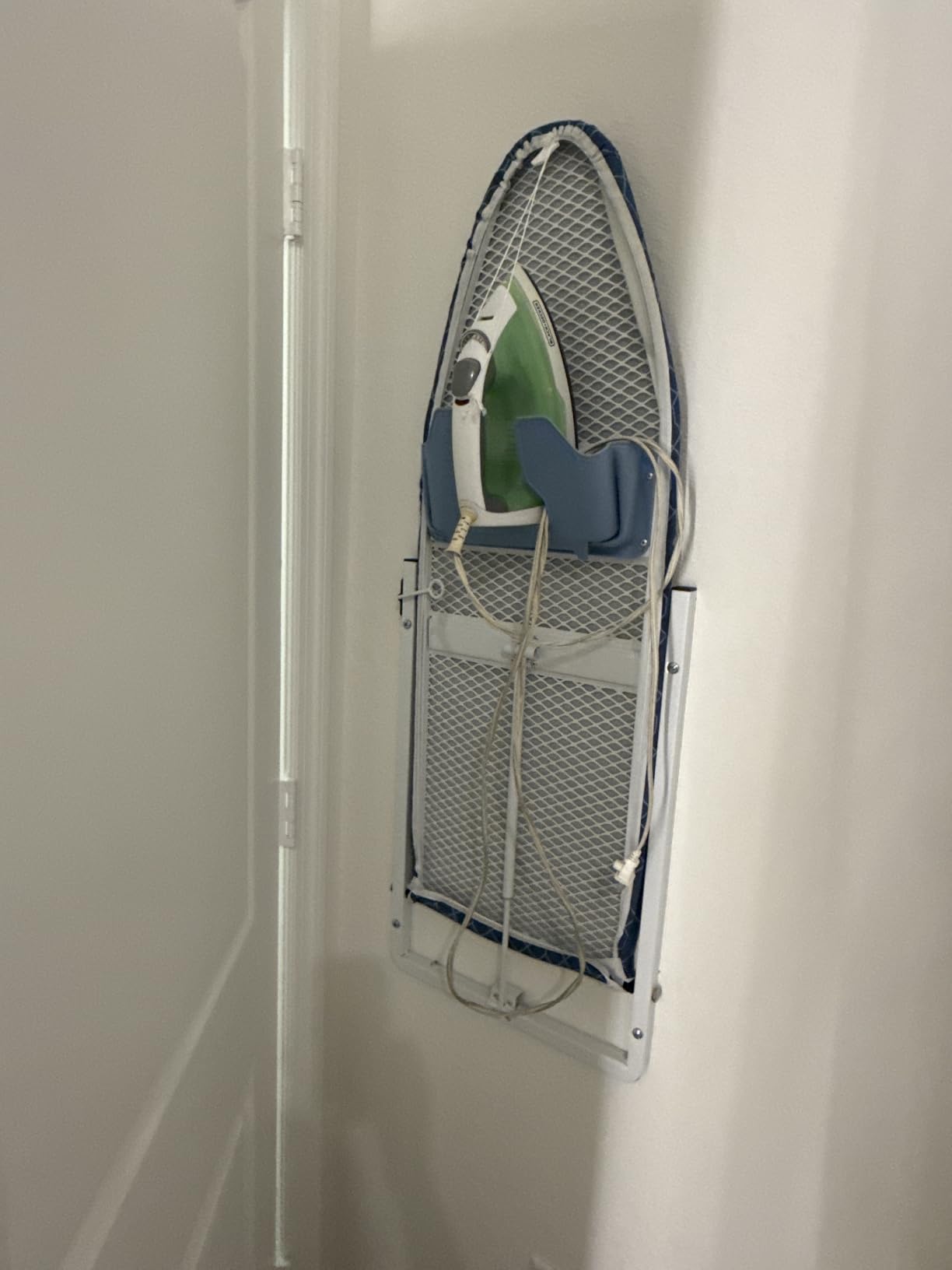 KINGBOARD Wall Mounted Ironing Board with Iron Holder, Compact Ironing Board for Small Spaces, Foldable Iron Stand Heat Resistant Cover, 36